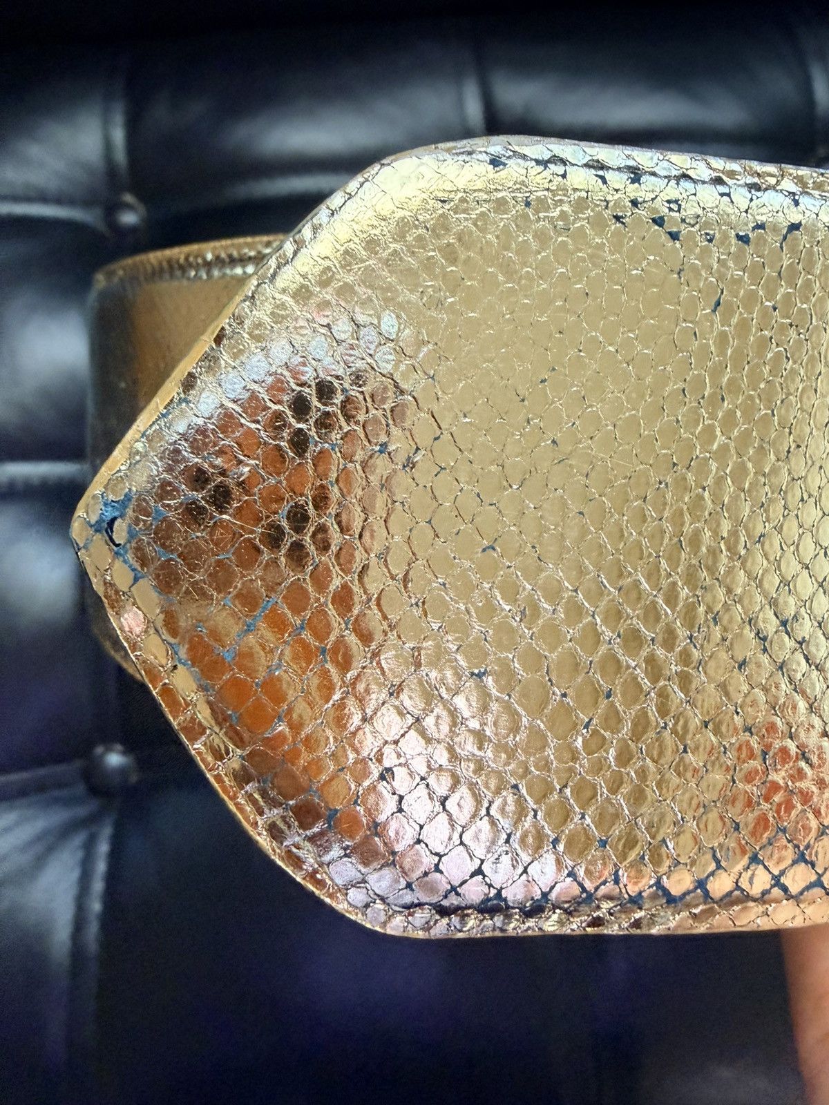 Other W. Kleinberg Wide Snakeskin Exotic Gold Leather Belt USA 34" Size ONE SIZE - 21 Thumbnail
