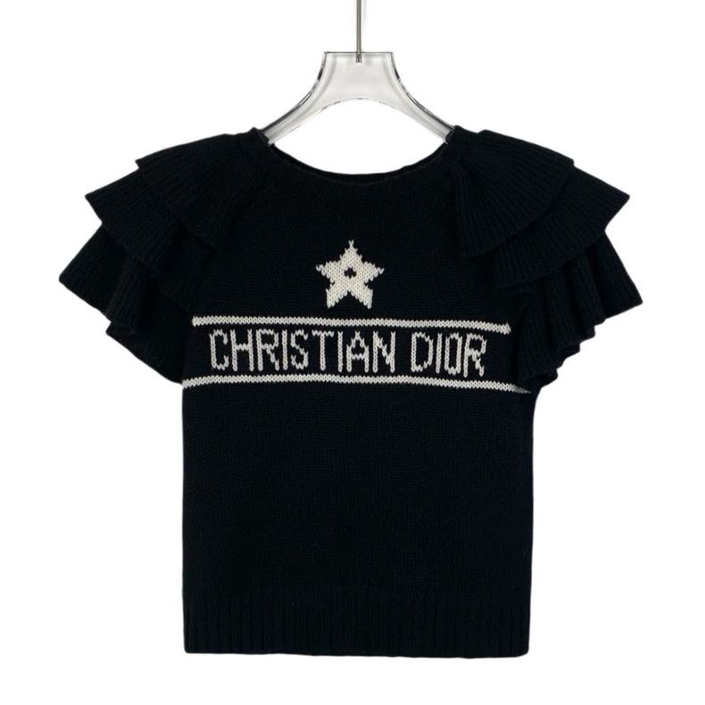 Dior Dior Size 34 23 black logo letter jacquard cashmere ruffle Size US XXS / EU 40 - 1 Thumbnail