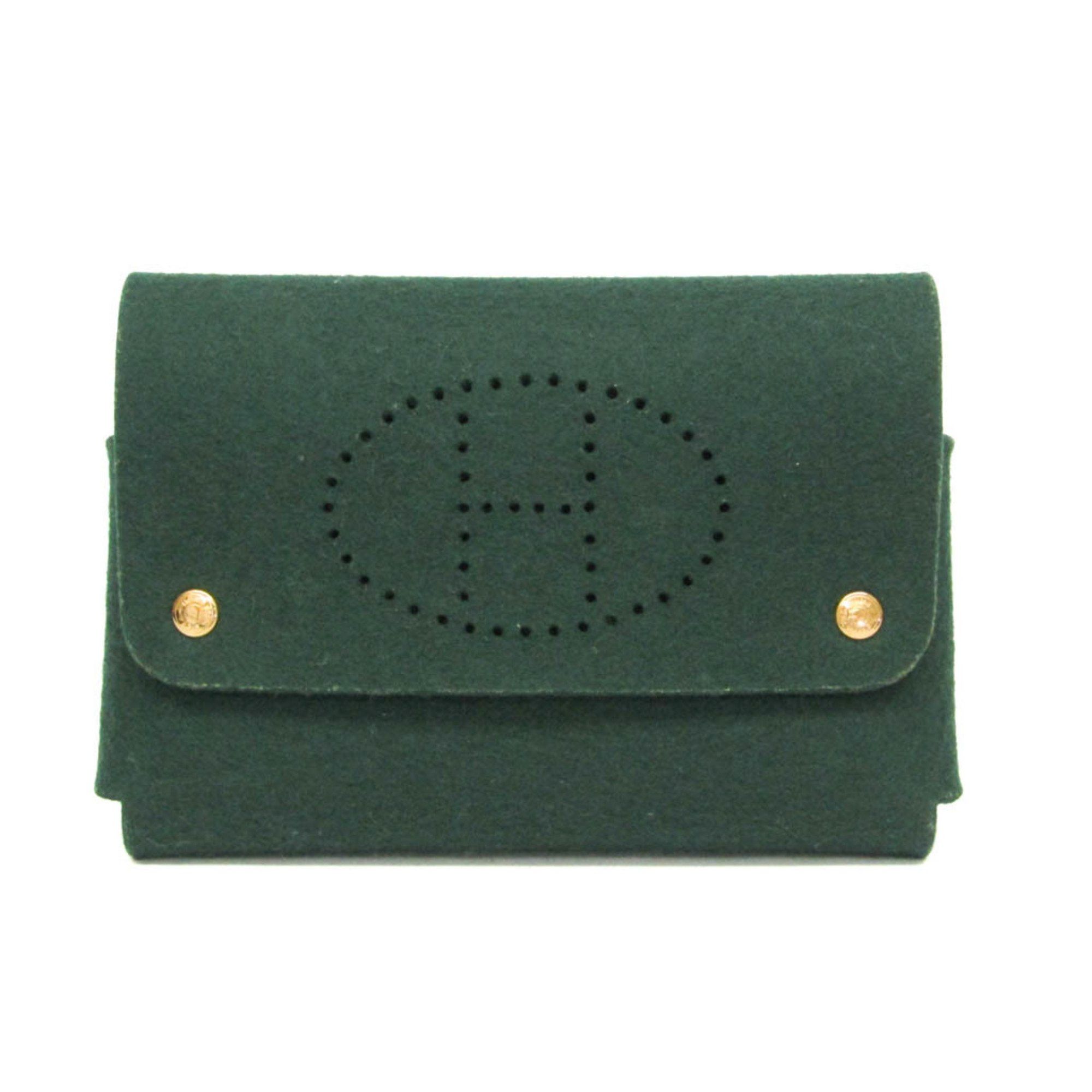 image of Hermes Etuicart Gm Trinket Case Men,women Felt Pouch Dark Green, Women's