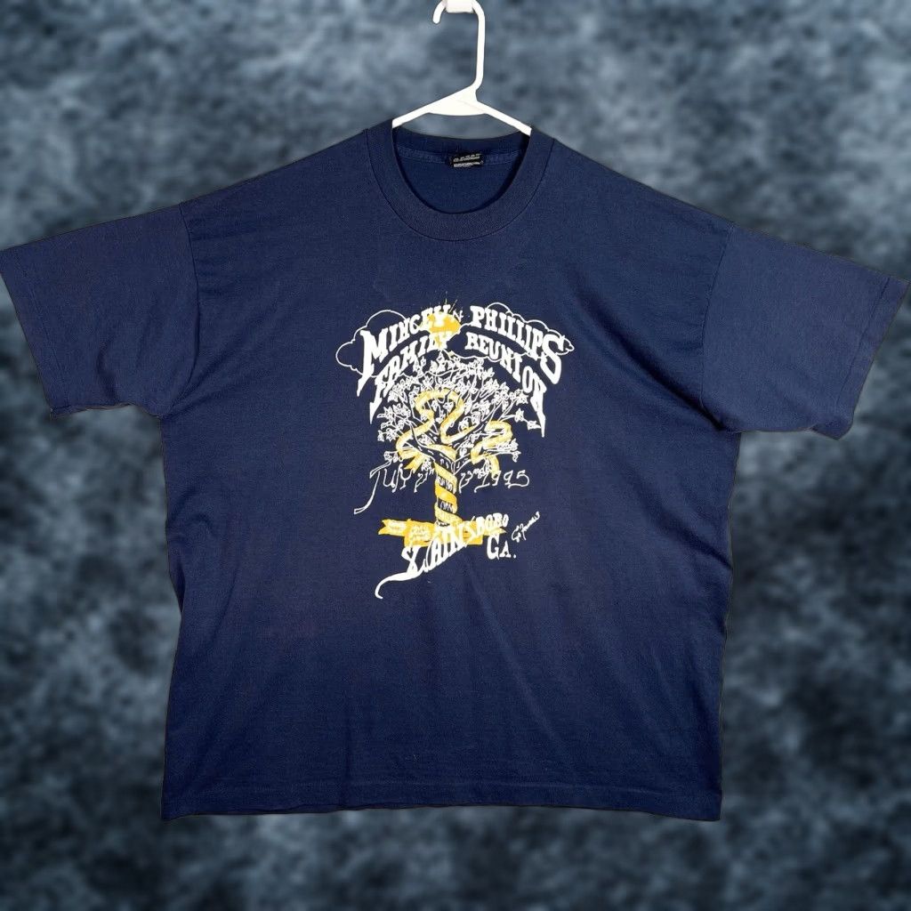 Fruit Of The Loom VINTAGE Fruit of the Loom Mincey Phillips Family Reunion T Shirt Adult 2XL Blue 1990s Mens Graphic Tee Size US XXL / EU 58 / 5 - 1 Thumbnail