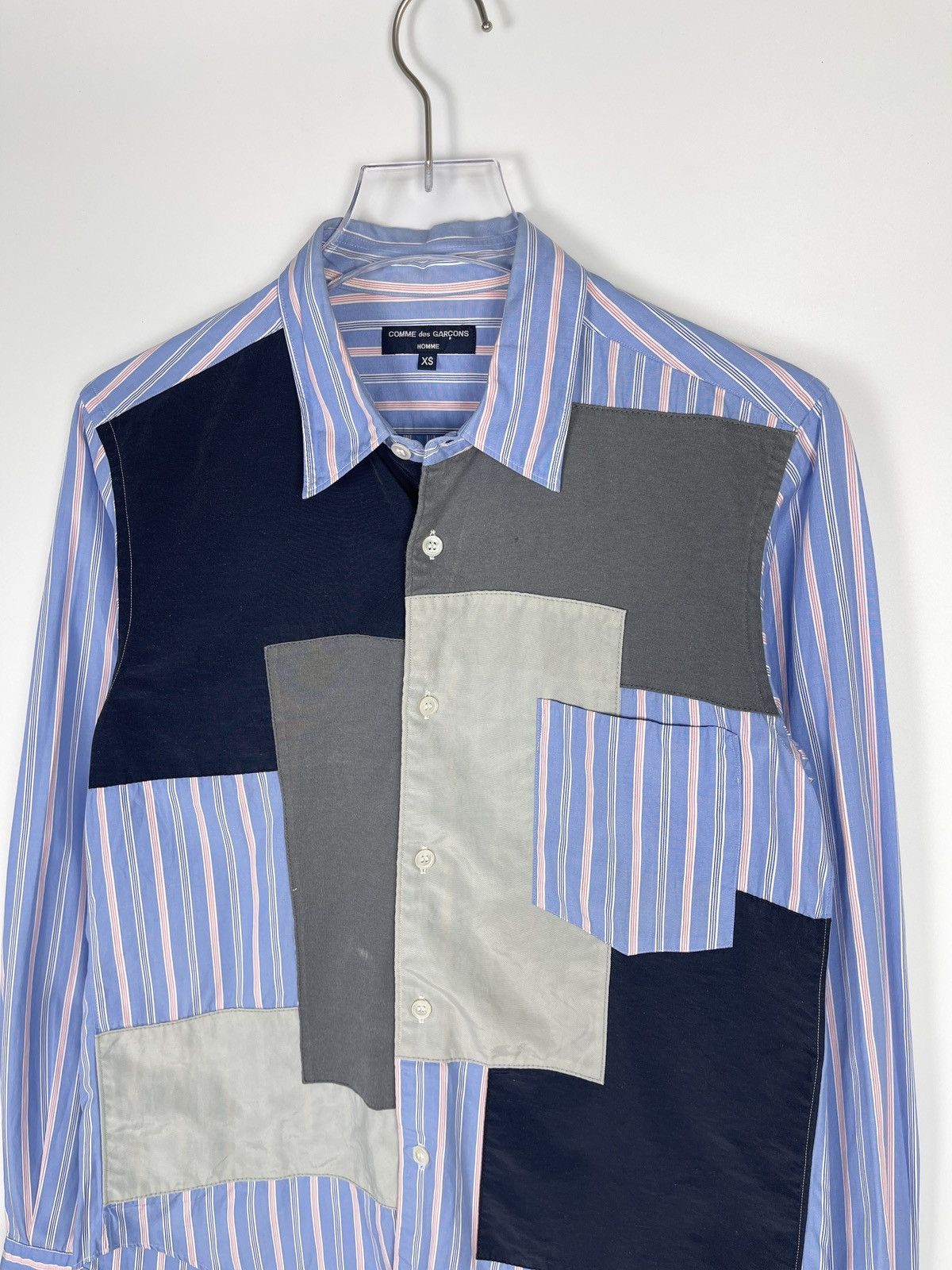 Comme des Garcons × Comme des Garcons Homme Comme Des Garcons Homme Striped Panel Patch Shirt Size US XS / EU 42 / 0 - 2 Thumbnail