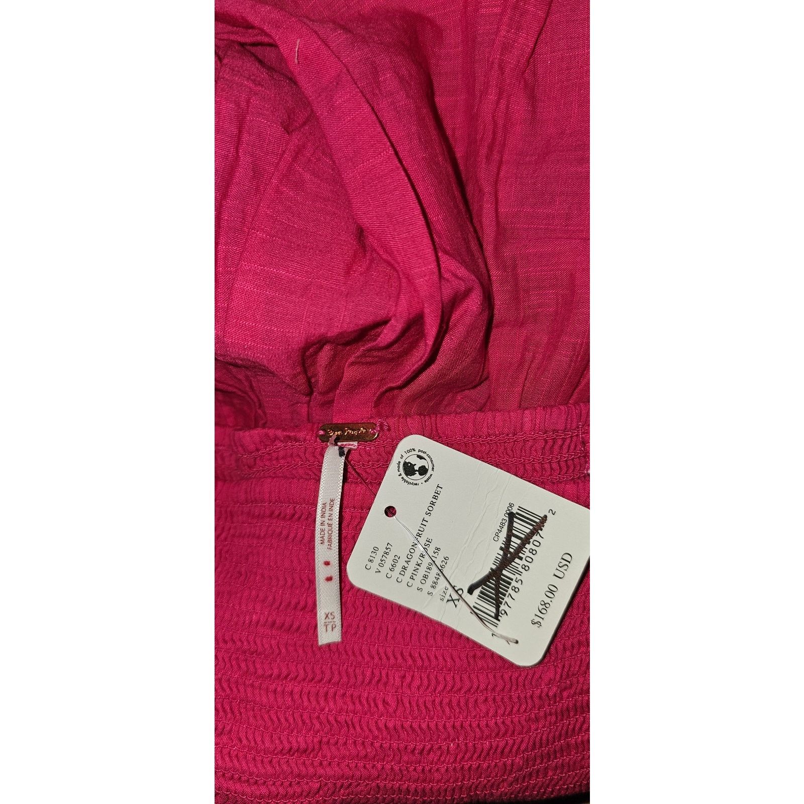 Free People New Perfect Storm Boho Midi Dress $168 X-SMALL Pink Smocked Size XS / US 0-2 / IT 36-38 - 6 Thumbnail
