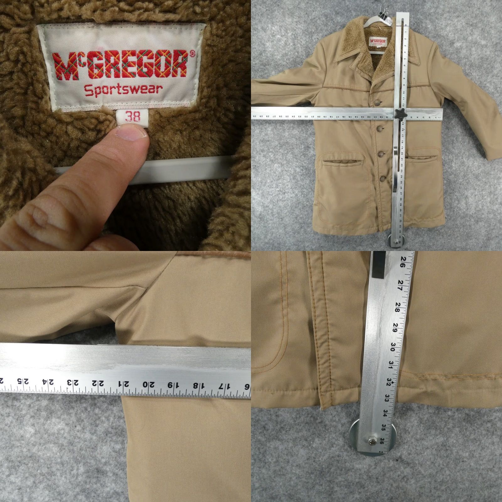 McGregor VINTAGE McGregor Mens Jacket Chore Coat 38 Brown Sherpa Lined Button Up Overcoat Size US XXS / EU 40 - 8 Thumbnail