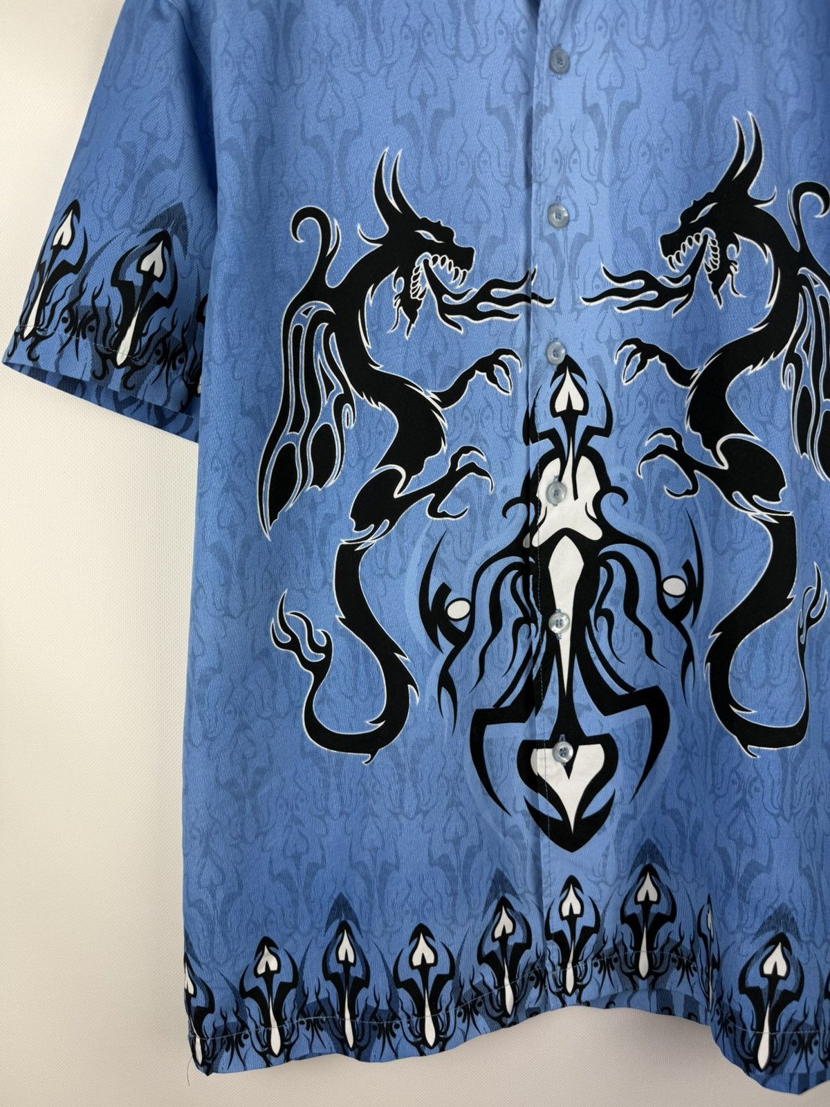 Other Fishbone Tribal Dragon Overprinted Y2K Crazy Button Up Shirt Size US L / EU 52-54 / 3 - 7 Thumbnail