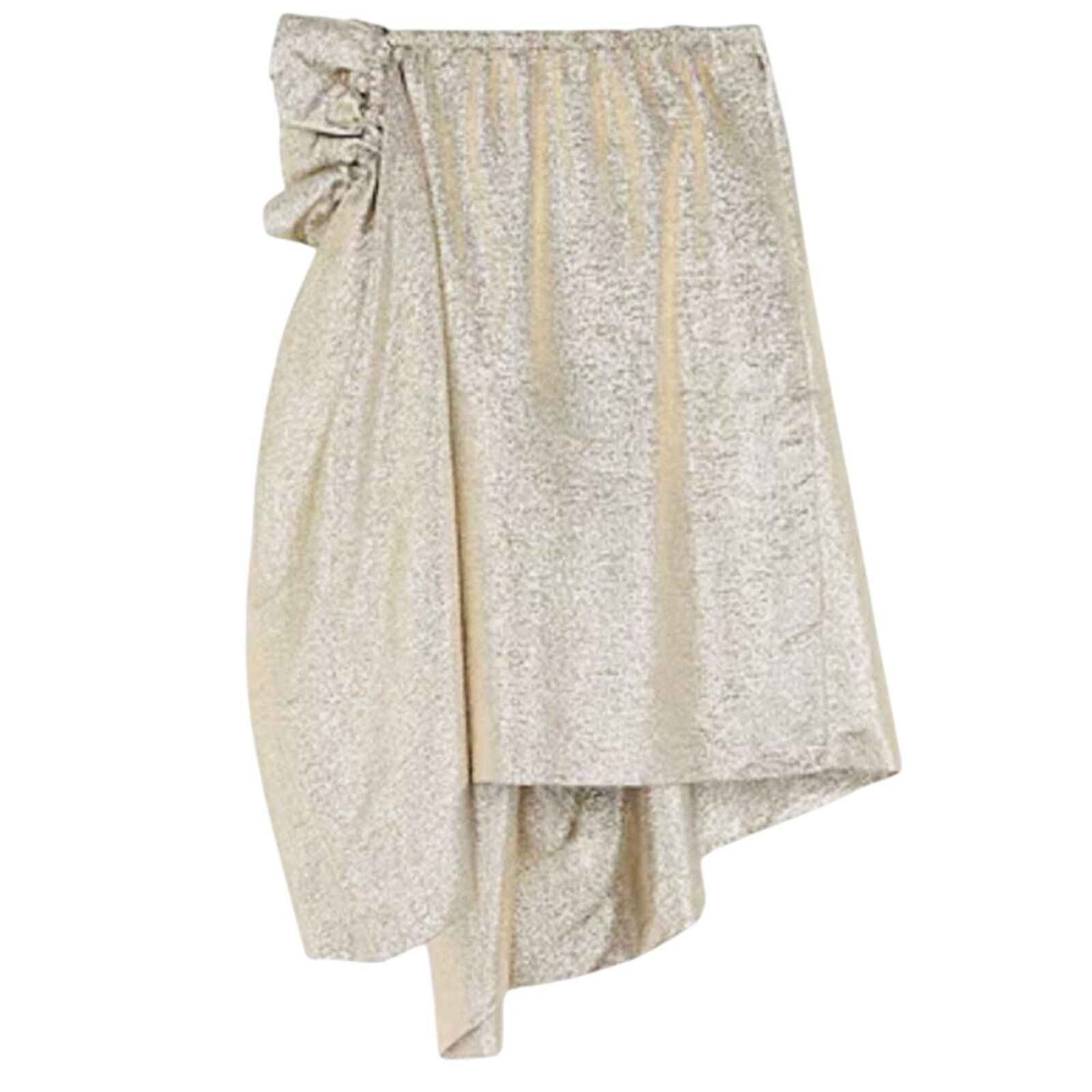 Stella McCartney Stella McCartney Lurex Gathered Brynn skirt Gold size 4 Size 26" / US 2 / IT 38 - 1 Thumbnail