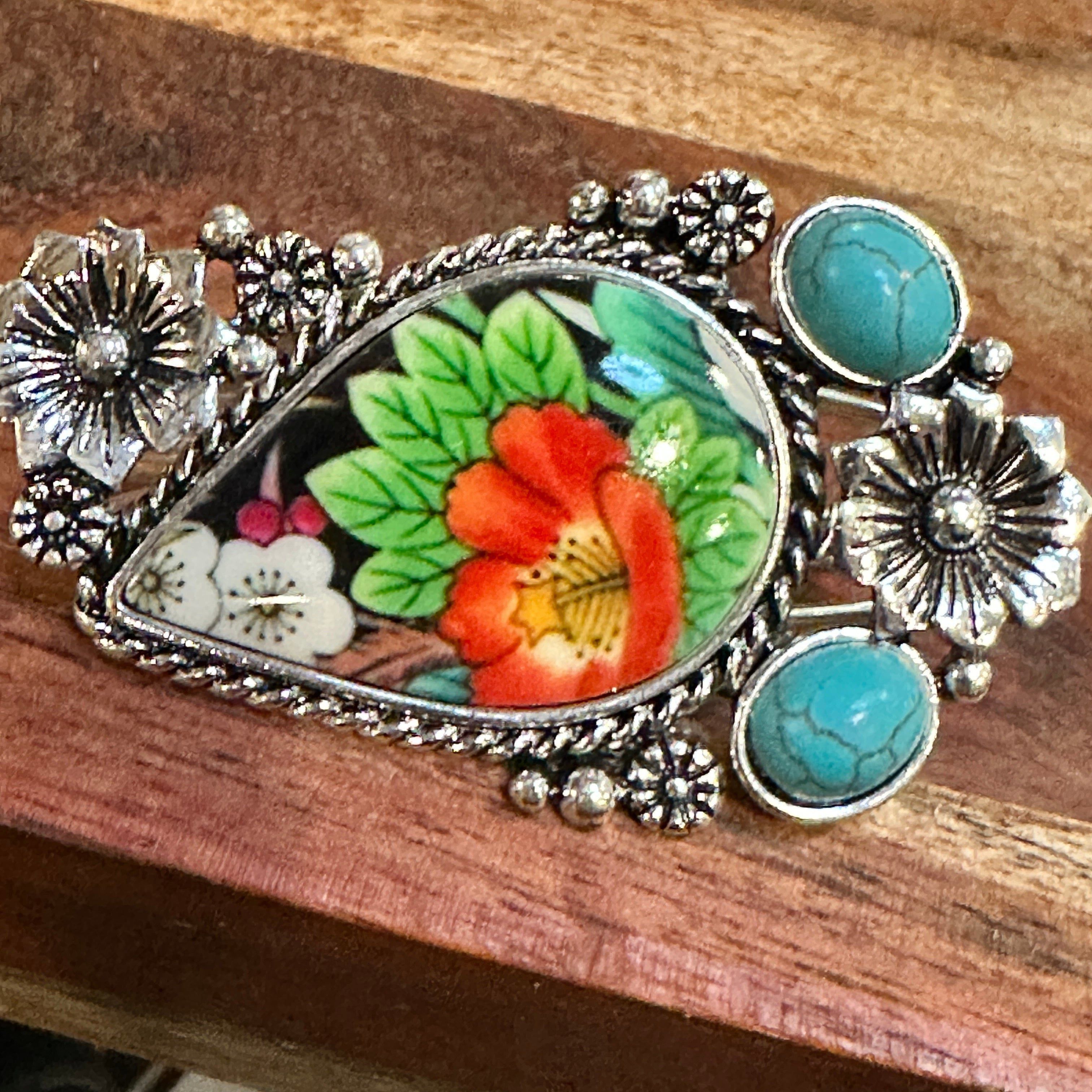 Other Boho Southwestern Turquoise Blossom Teardrop Resin Floral Ba Size ONE SIZE - 2 Thumbnail