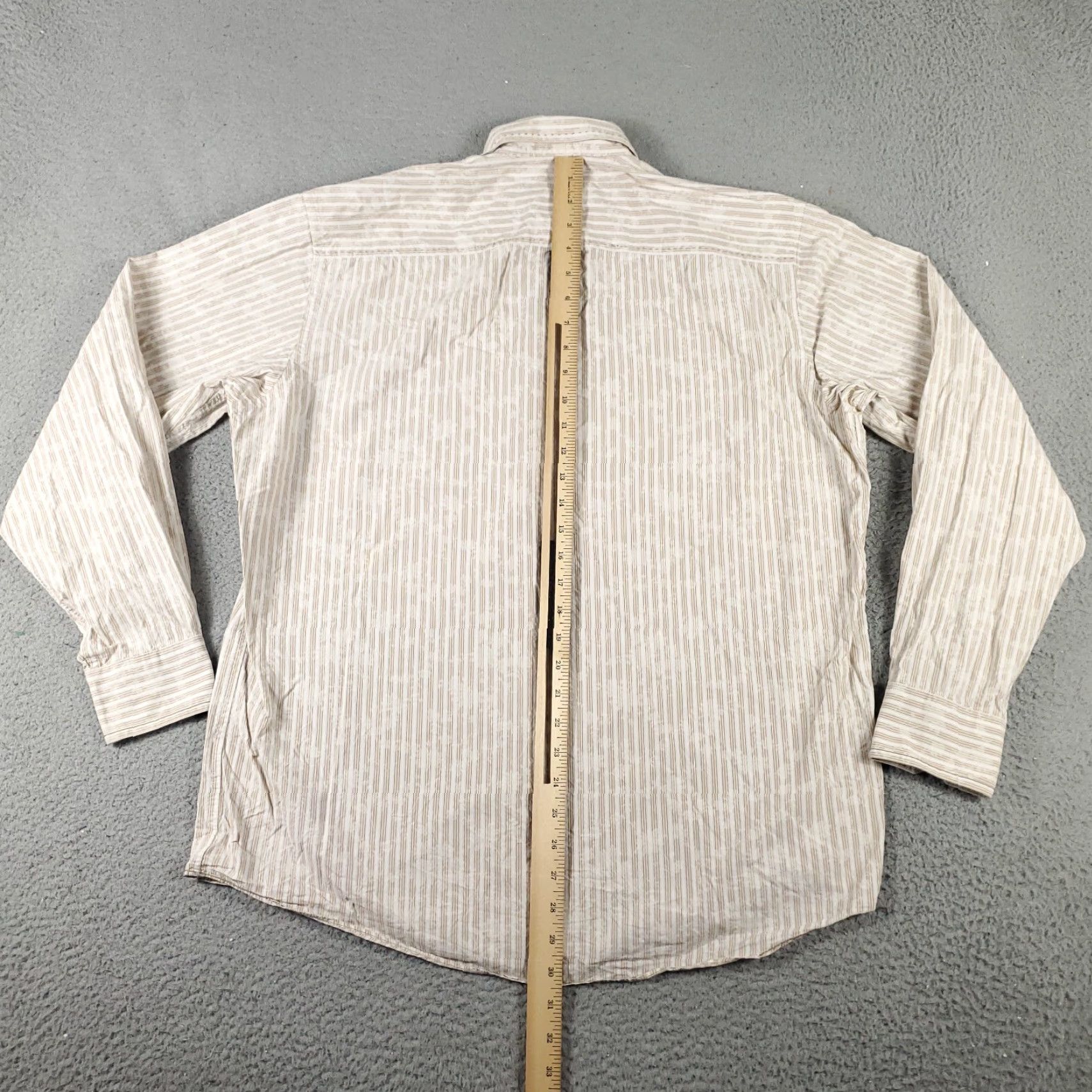 BUGATCHI Bugatchi Uomo Shirt Large Beige Striped Button-Up Long Sleeve Mens Size US L / EU 52-54 / 3 - 4 Thumbnail