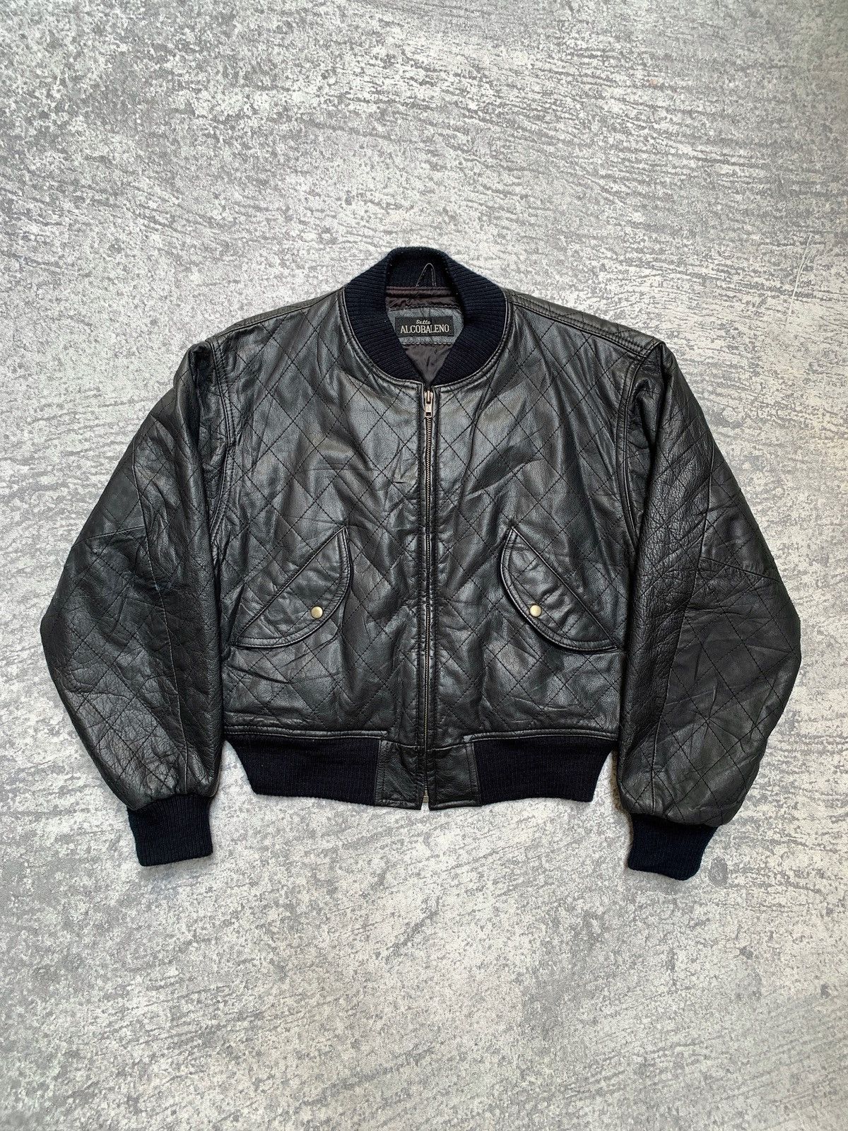 Vintage Sette Alcobaleno Genuine Cowhide Bomber Leather Jacket | Grailed