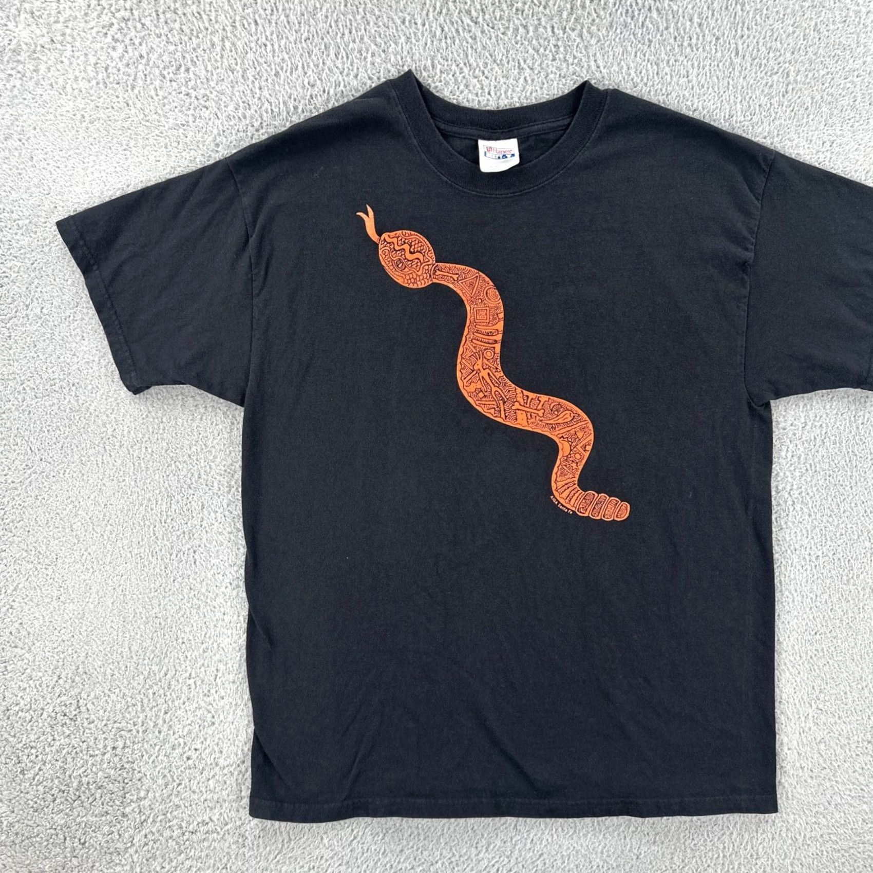 Hanes VINTAGE Hanes Beefy-T Shirt Large Black Rattlesnake Graphic Print Y2K Mens Size US L / EU 52-54 / 3 - 3 Thumbnail
