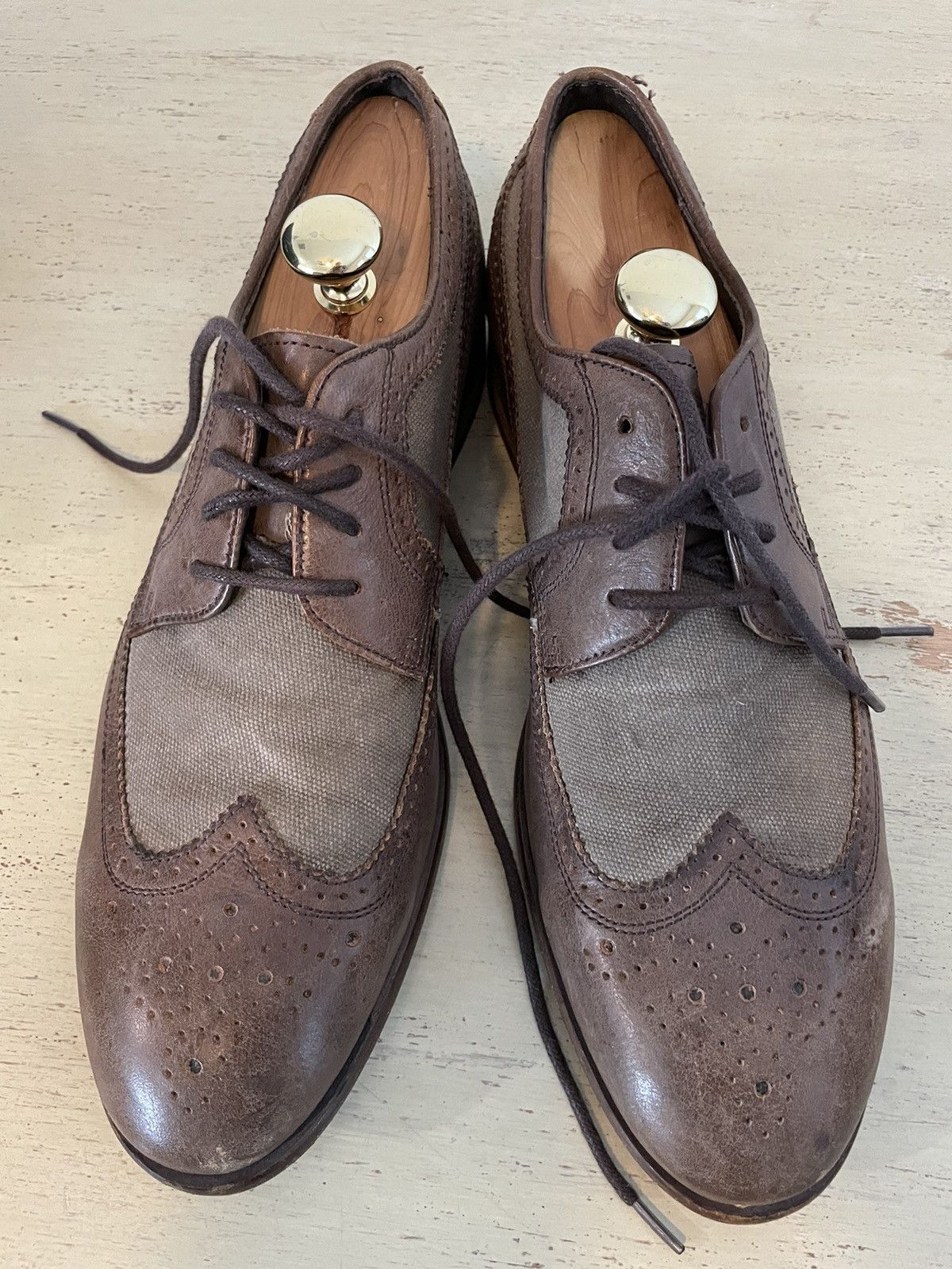 Distressed Canvas & Leather Spectator