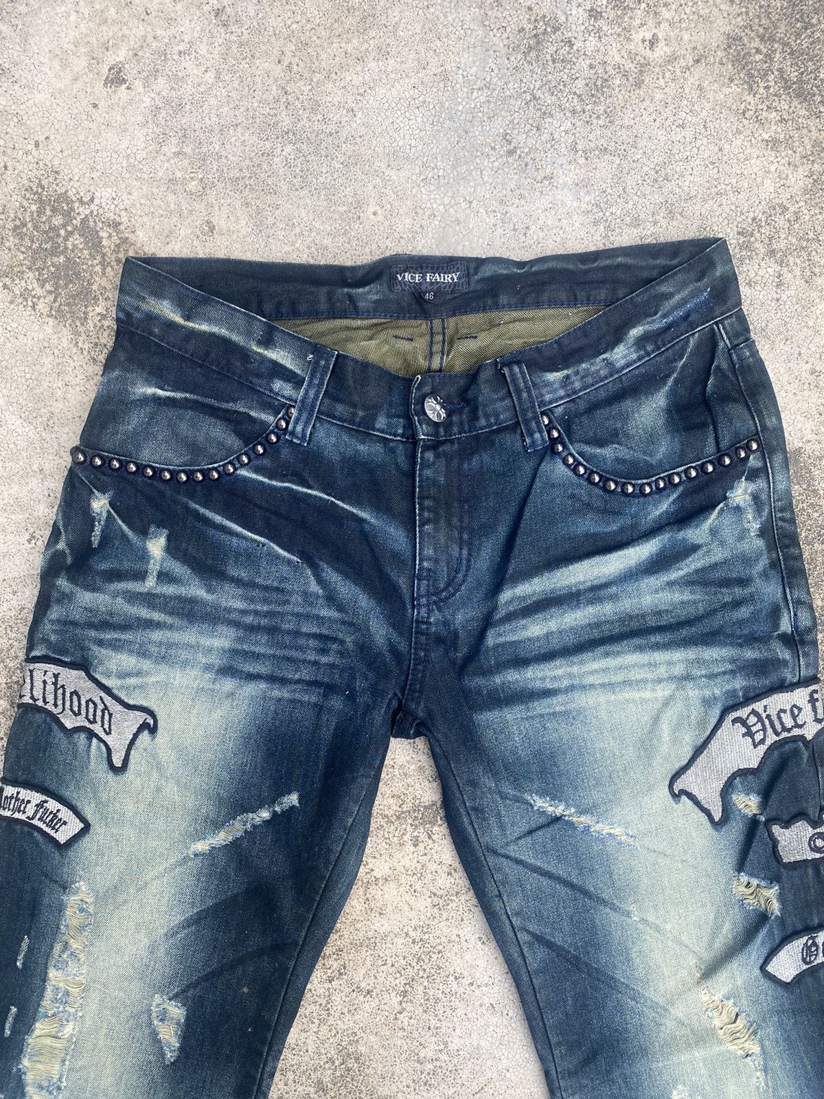 If Six Was Nine × Japanese Brand Flare Jeans Vice Fairy Clawmark Patches Studded Size US 32 / EU 48 - 10 Thumbnail