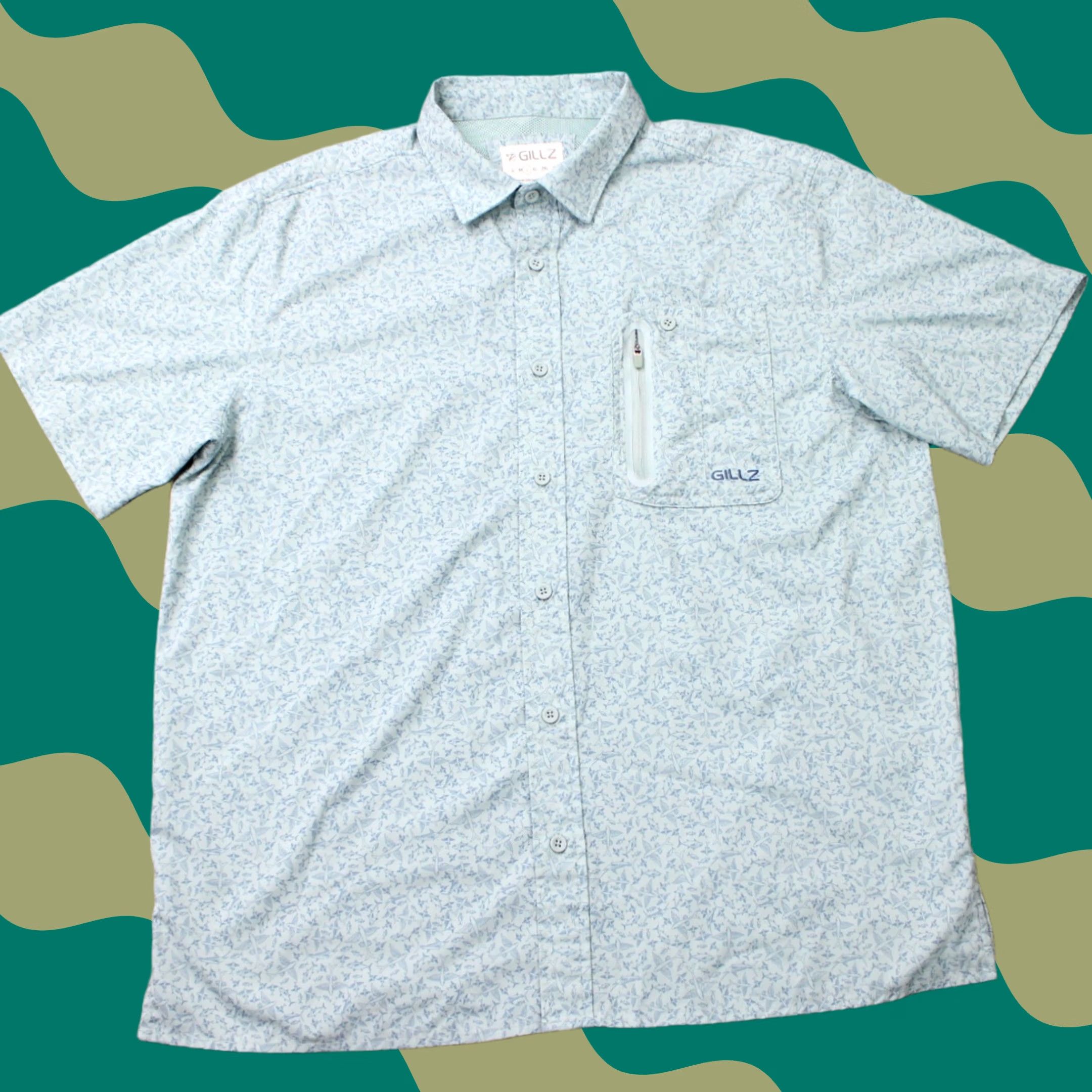 Vintage Gillz Shirt Geometric Blue Button-Up Long Sleeve Mens Large Polyester Stretch Size US L / EU 52-54 / 3 - 1 Thumbnail