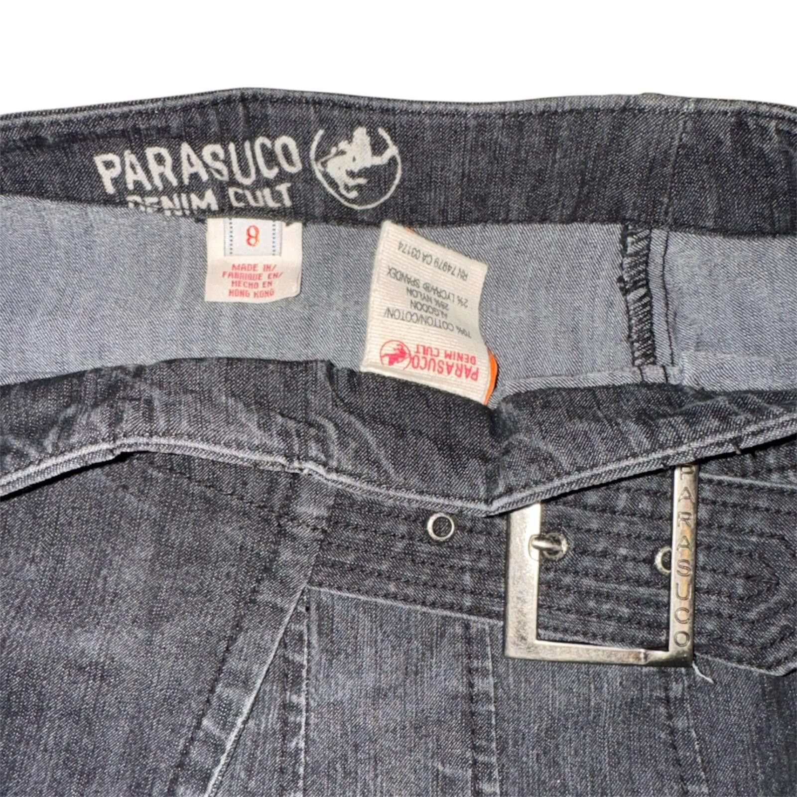 Parasuco Parasuco Denim Cult Black Mini Skirt with Buckle Sz 8 Size 30" / US 8 / IT 44 - 2 Thumbnail