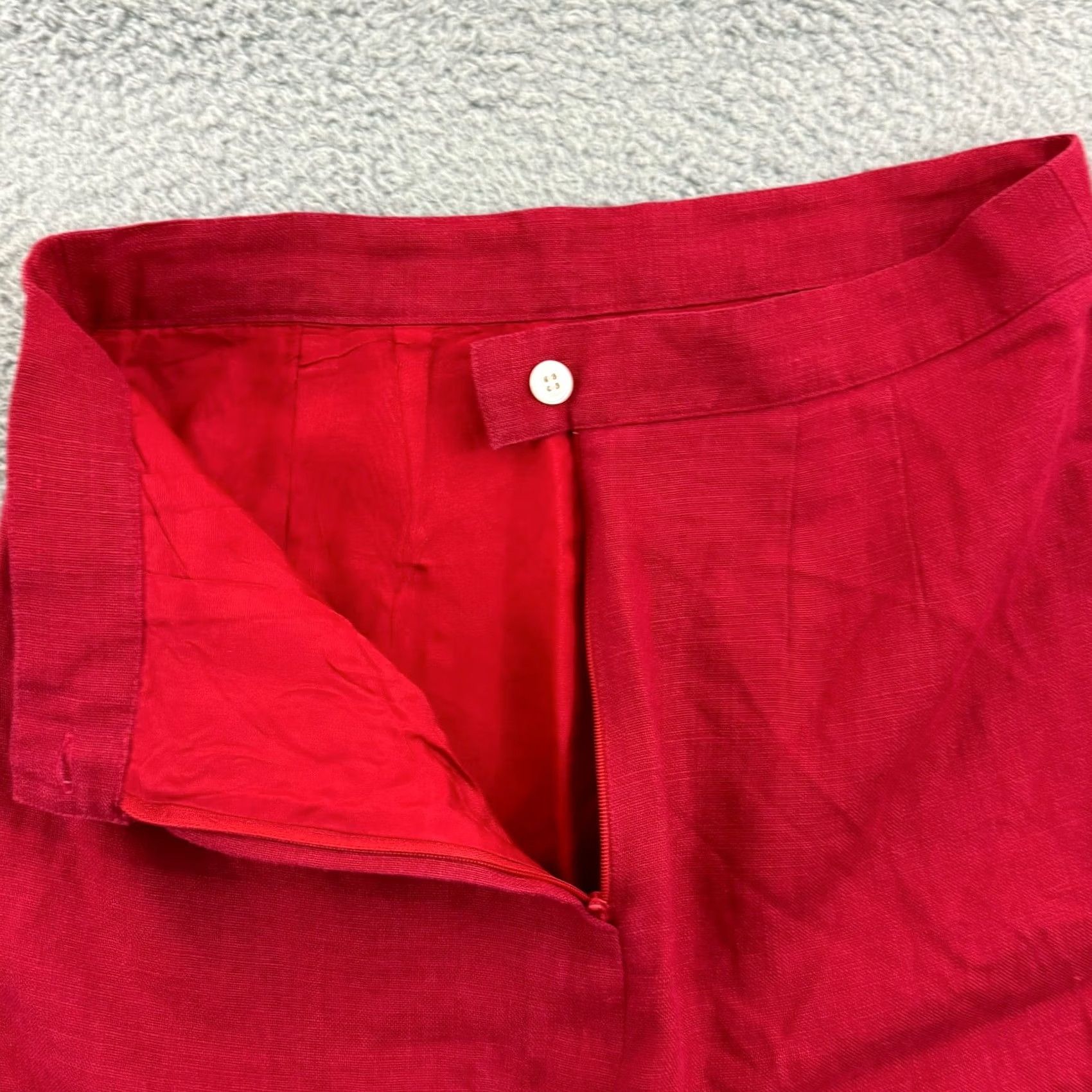 Brooks Brothers VINTAGE Brooks Brothers Skirt Womens Knee Length Red 12 Linen 80s Pencil Size 34" / US 12 / IT 48 - 5 Thumbnail