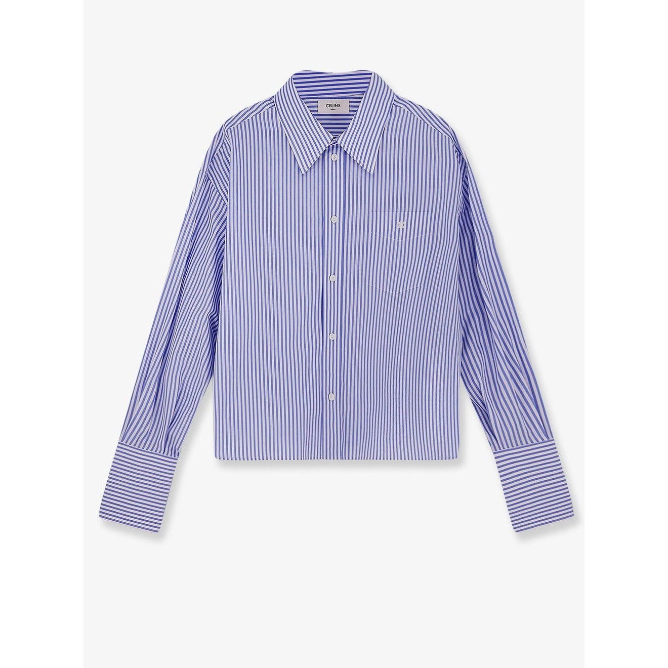 CELINE Blue Cotton Striped Shirt New & Authentic (Women's si