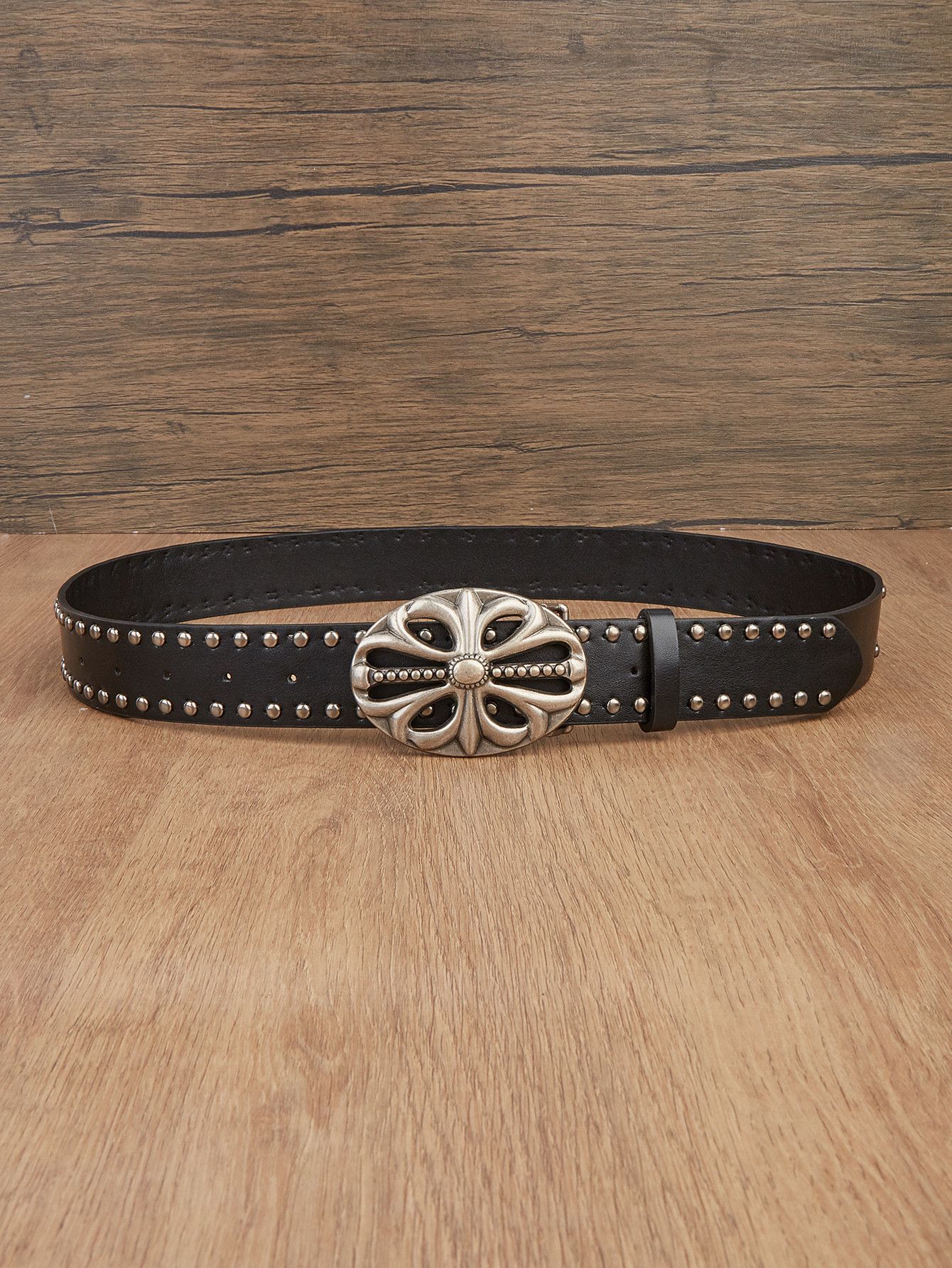 Japanese Brand × Vintage Y2K Punk Floral Cross Buckle Belt Size 32 - 2 Thumbnail