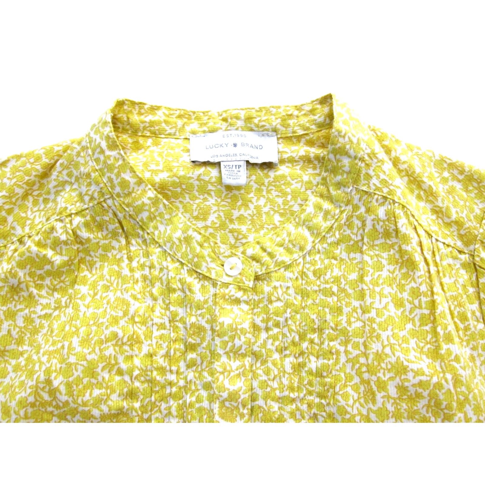 Lucky Brand Lucky Brand Blouse Short Sleeve XS 100% Cotton Floral Yellow Women Size XS / US 0-2 / IT 36-38 - 3 Thumbnail