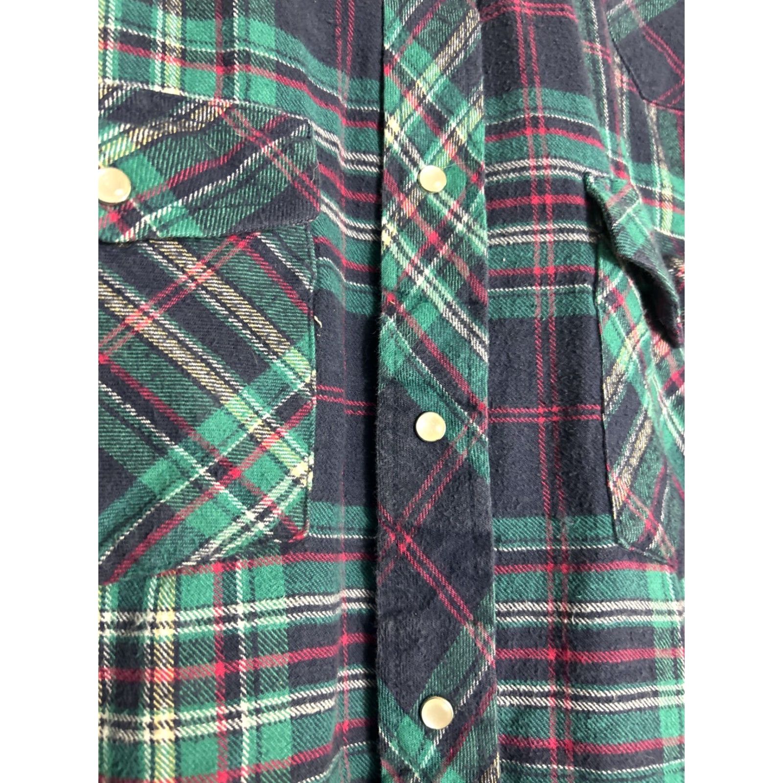 Wrangler VINTAGE Wrangler Mens Large Green Plaid Pearl Snap Shirt Long Sleeve 100% Cotton Size US L / EU 52-54 / 3 - 4 Thumbnail