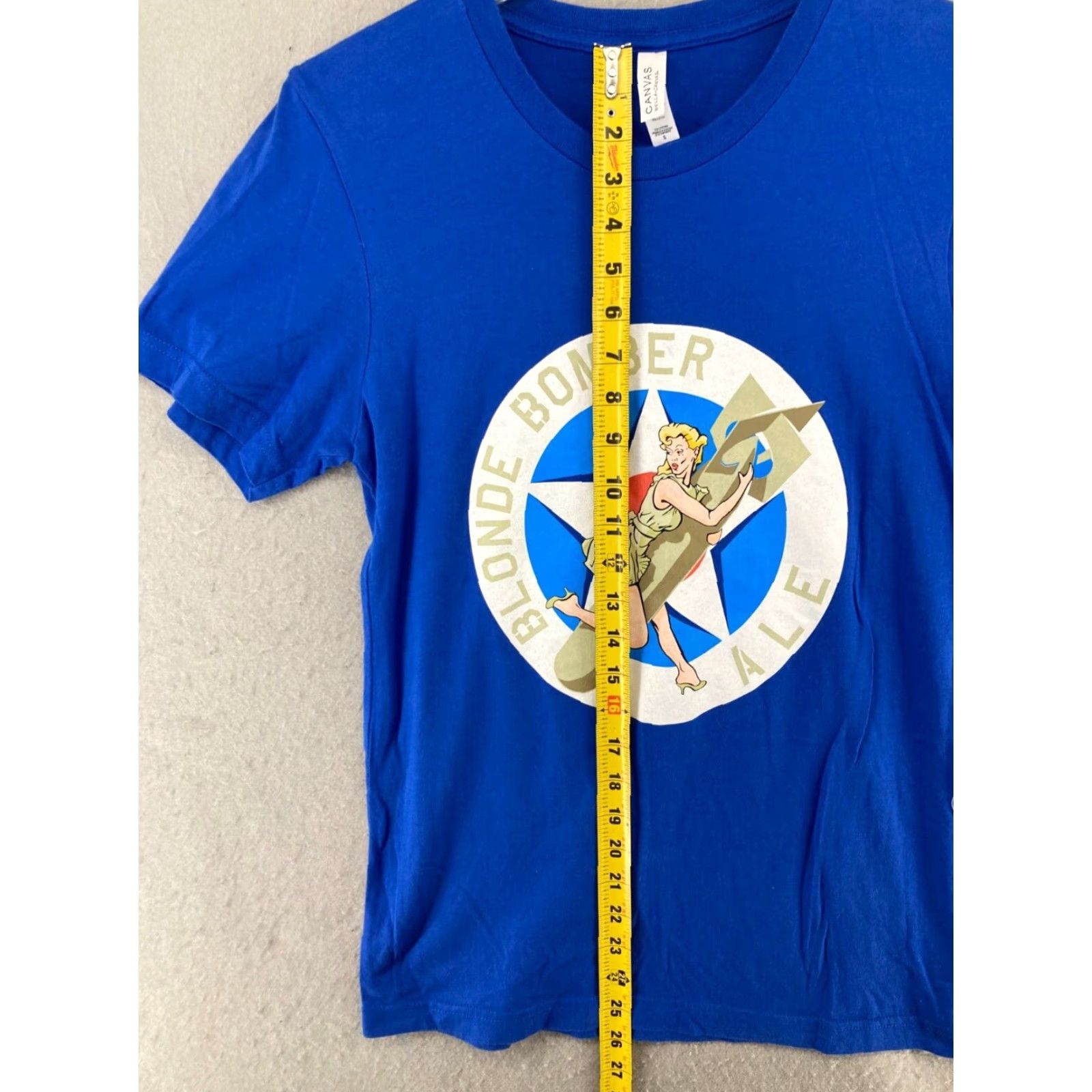 Vintage Canvas Beer Graphic Print T-Shirt Womens Small Blue Cap Sleeve Crew Neck Florida Pinup Size S / US 4 / IT 40 - 3 Thumbnail