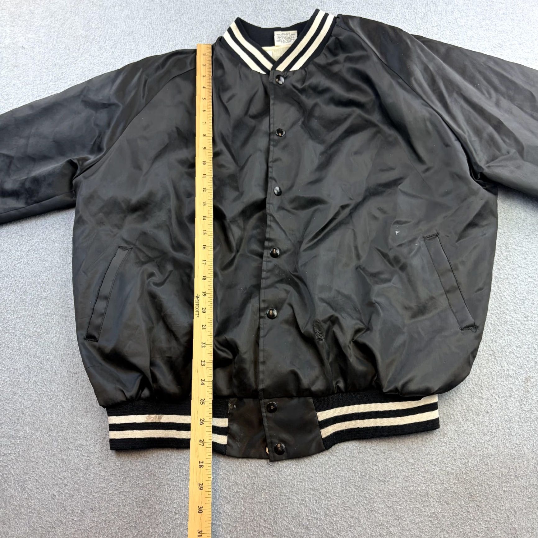 TaylorMade VINTAGE Taylor Made Nashville Music City Jacket Mens 2XL Black Satin Varsity USA Adult Short Snap Front Size US XXL / EU 58 / 5 - 3 Thumbnail