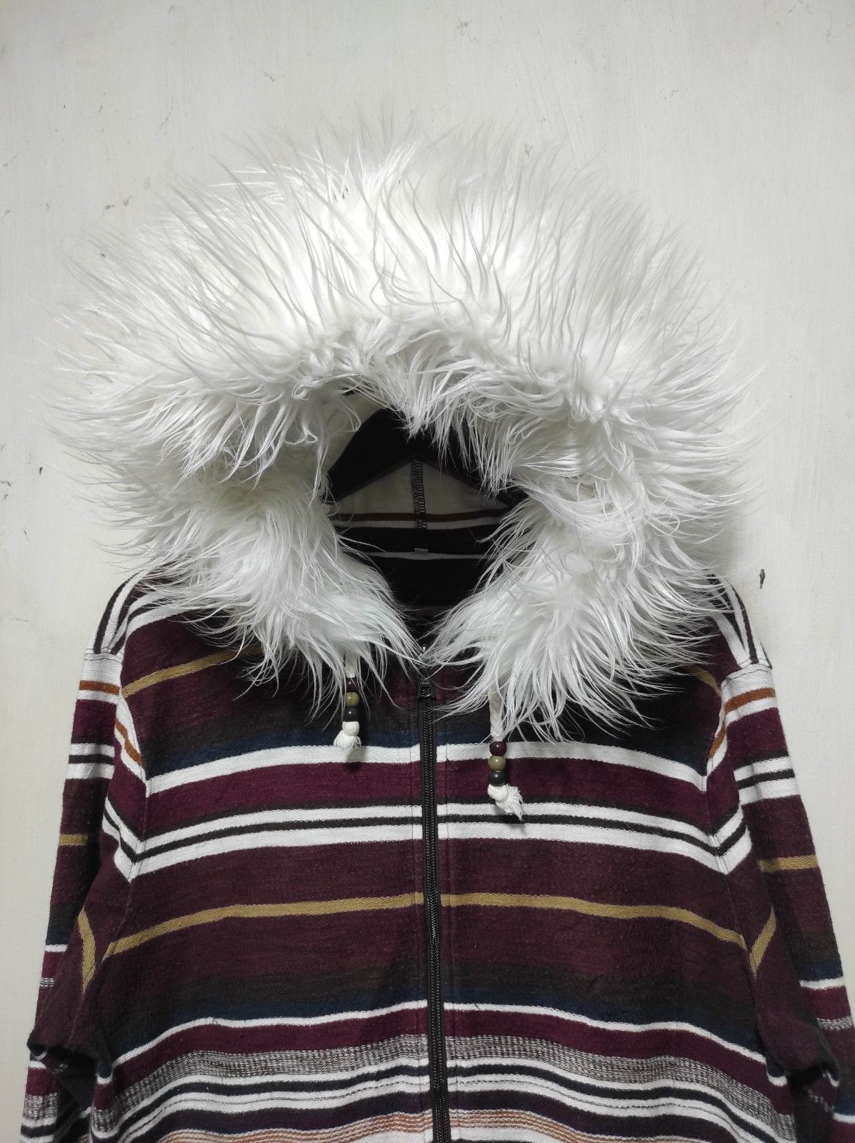 Japanese Brand Closshi stripe zip fur hoodie Size US L / EU 52-54 / 3 - 3 Thumbnail