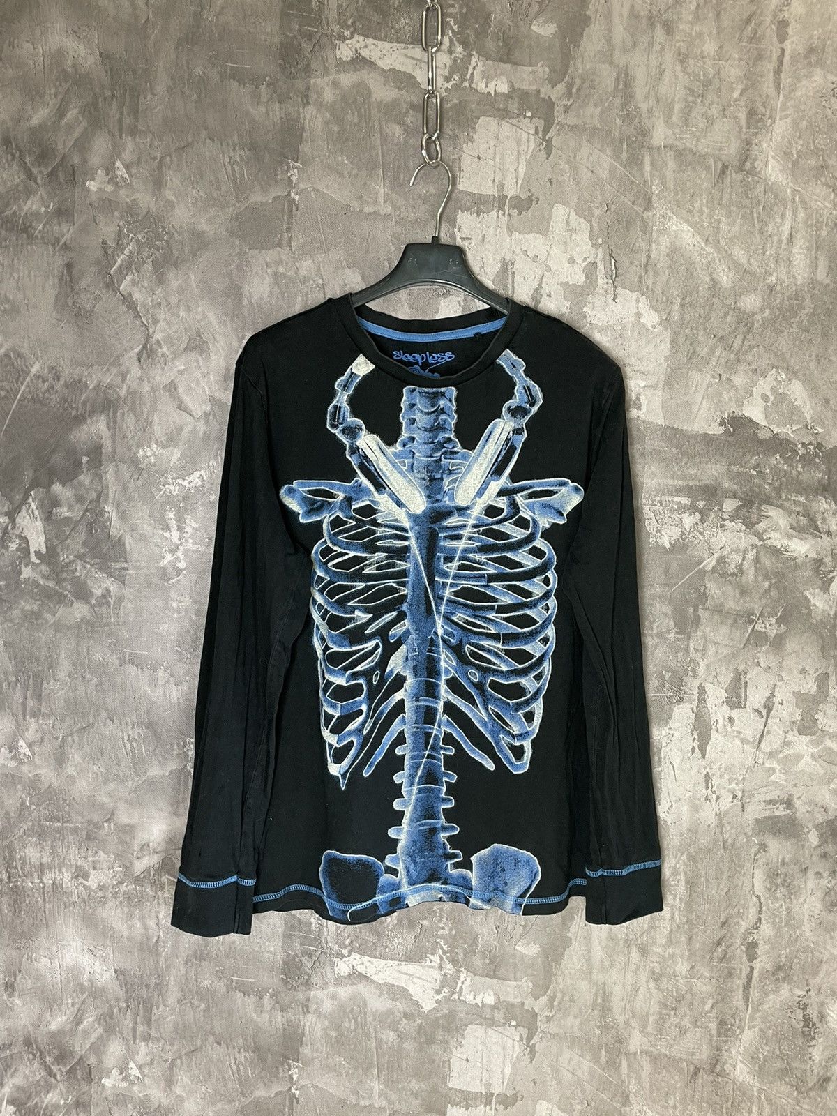 Vintage Crazy Y2K Affliction Style Skull Skeleton Bones Black LS Tee Size US M / EU 48-50 / 2 - 1 Thumbnail