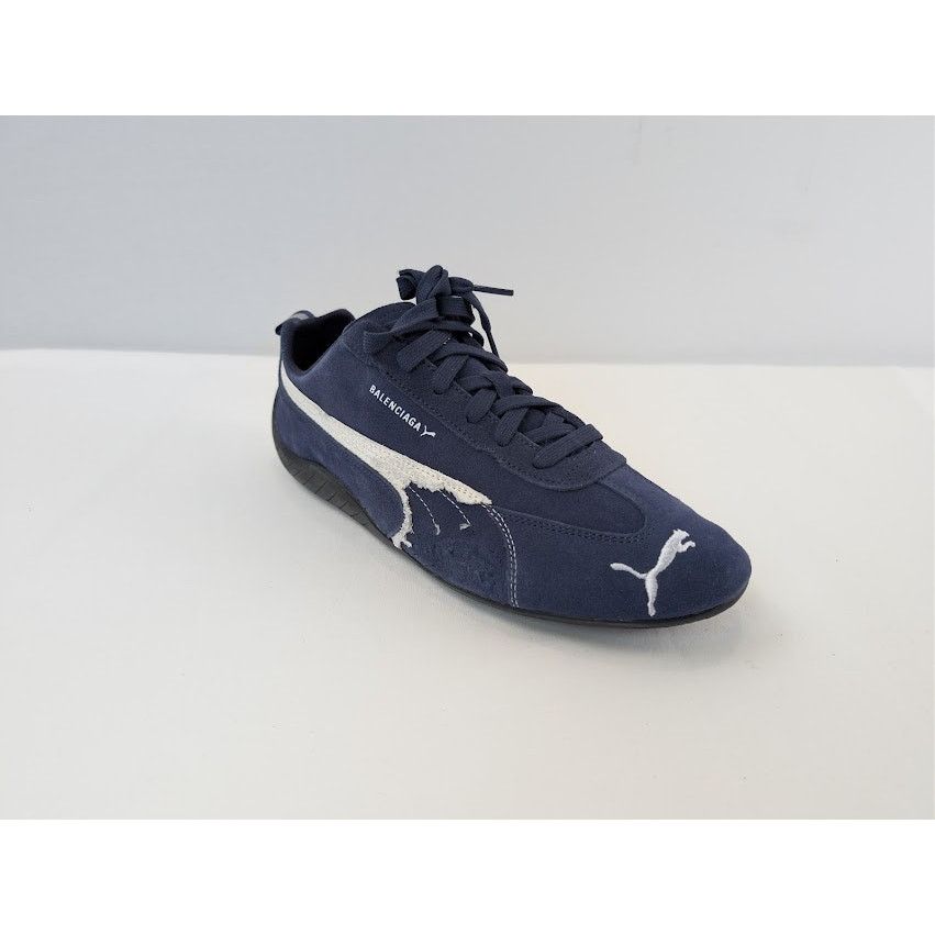 Balenciaga × Puma o1rshd1 Speedcat Destroyed Low Top Sneaker in Navy / White Size US 10 / EU 43 - 3 Thumbnail