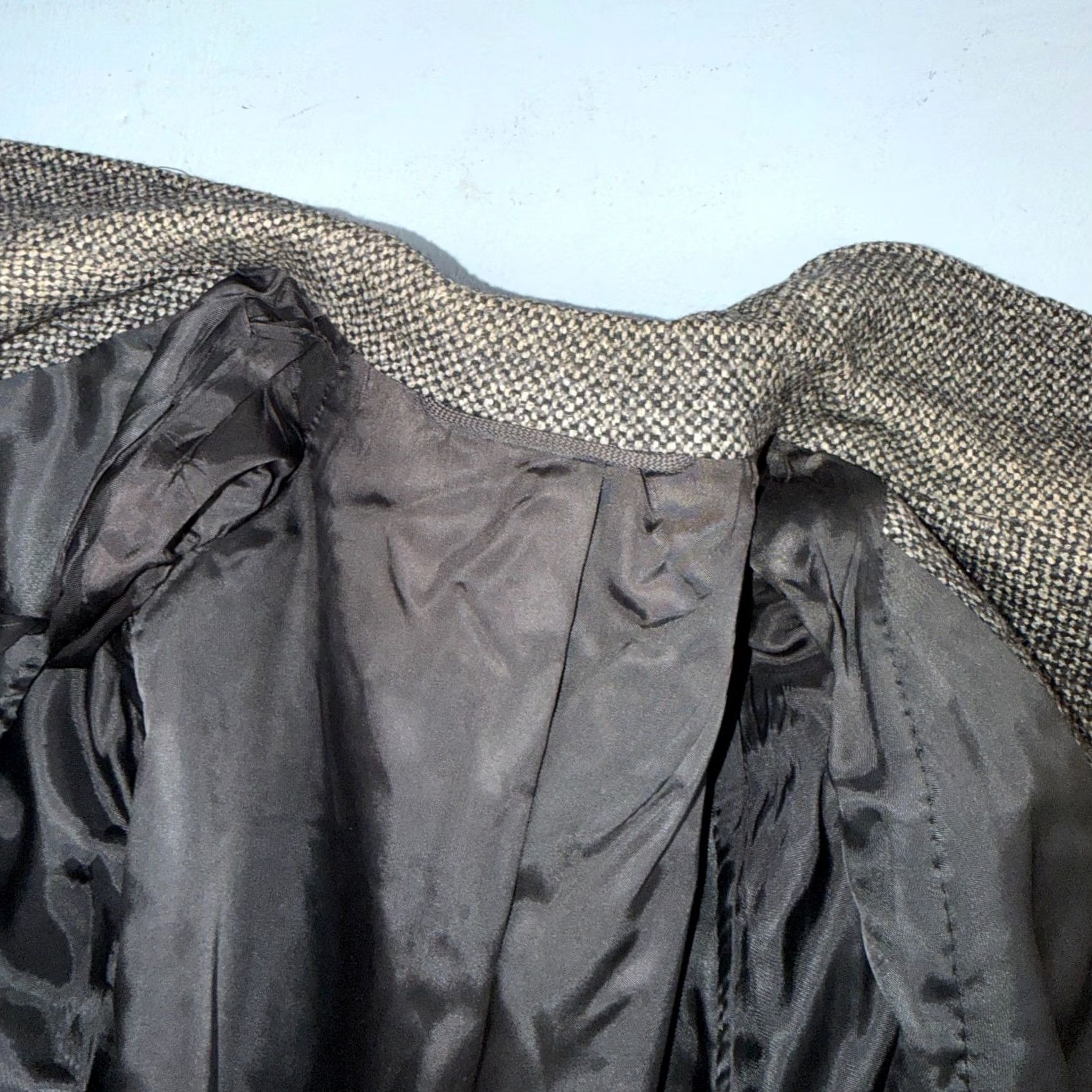 Vintage VINTAGE Lord Saxony Coat Mens 42 Gray Wool Tweed Overcoat Long Trench 1950s 1960s Rockabilly Retro Size US XS / EU 42 / 0 - 7 Thumbnail