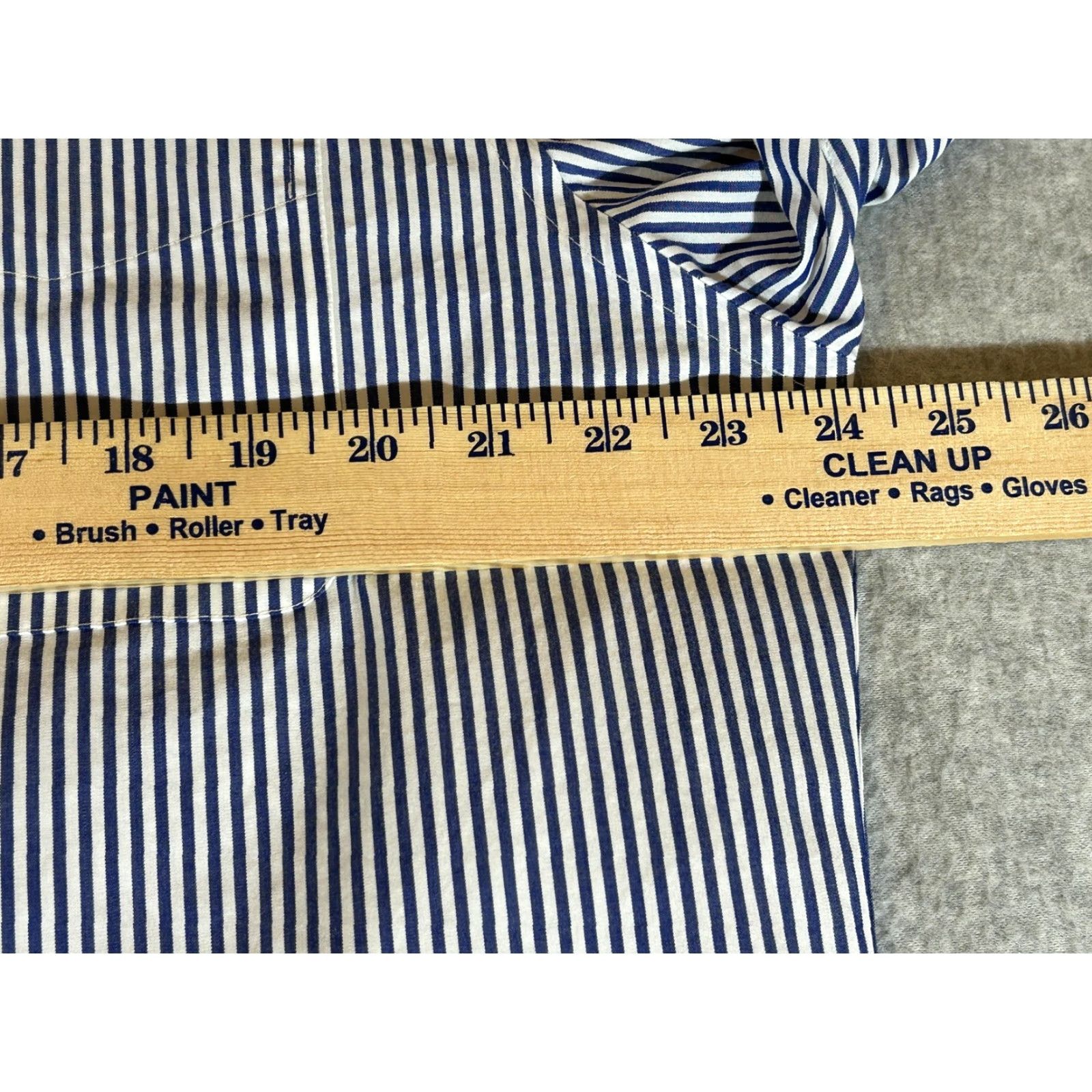 Ralph Lauren Lauren Ralph Lauren Dress Shirt Mens XL Blue Stripe Slim Office Business Non-Iron 100% Cotton 17 Neck 34/35 Sleeve Long Sleeve Size 46R - 7 Thumbnail