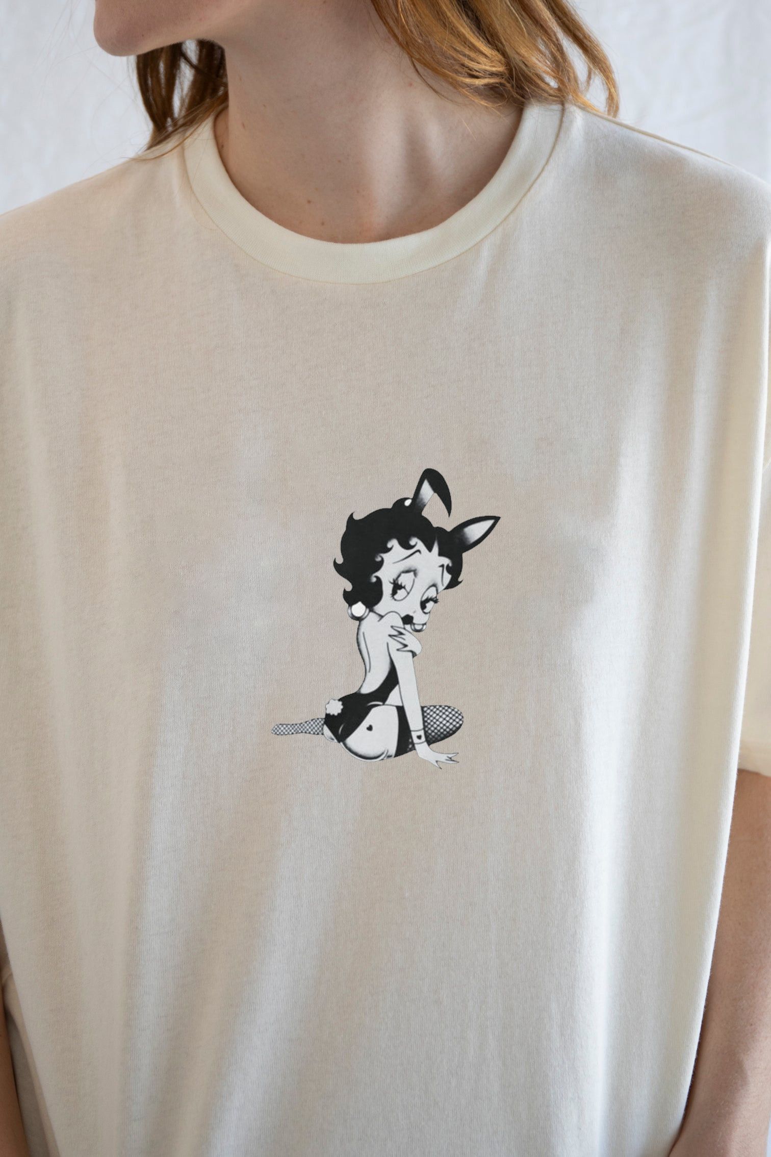 Vintage Betty Boop Bunny Tee – Black and White Graphic Statement Size L / US 10 / IT 46 - 3 Thumbnail