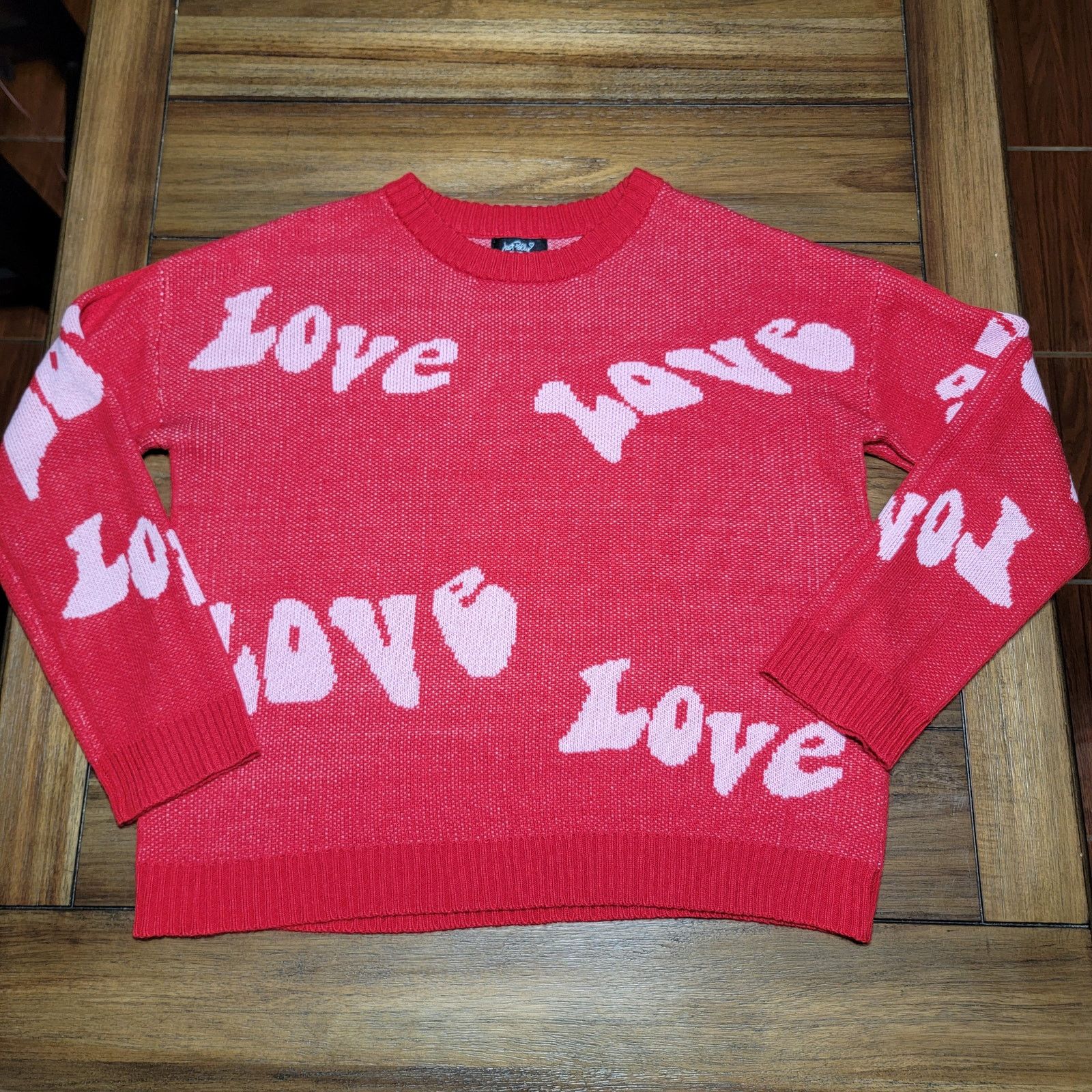 Other Just Polly New York LS Red Knit Sweater "Love" - Size XL Size XL / US 12-14 / IT 48-50 - 1 Thumbnail