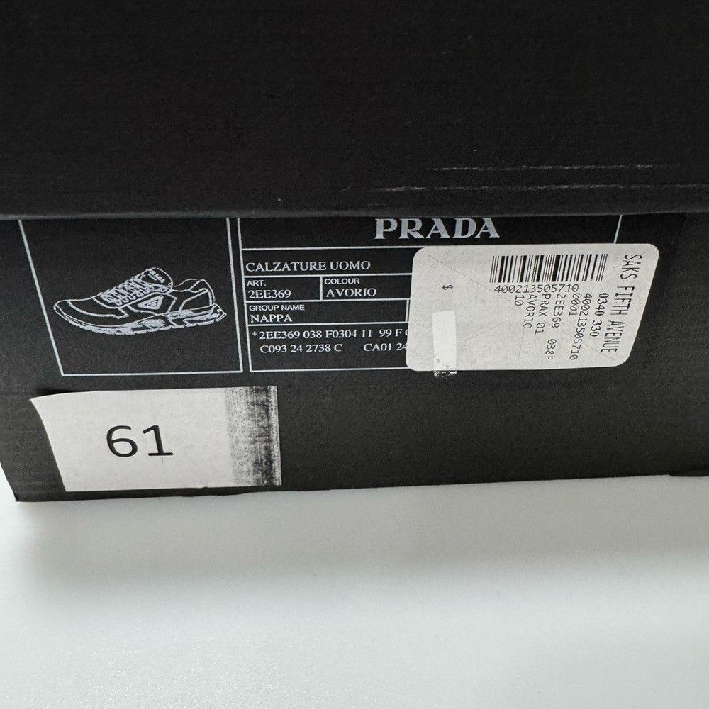 Prada Prada Triangle-Logo Leather Sneakers White Gold Men’s Size 1 Size US 10 / EU 43 - 8 Thumbnail