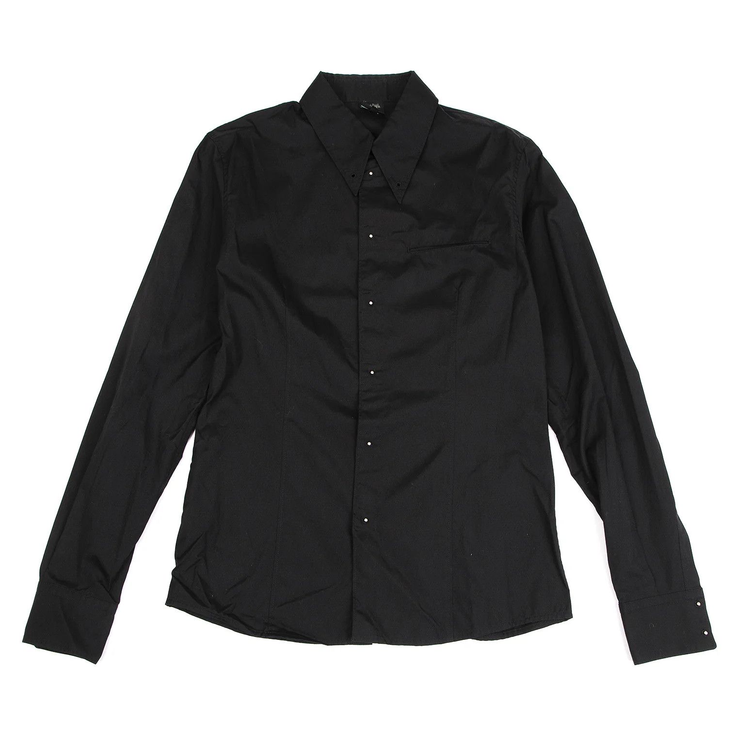 Jean Paul Gaultier Cotton Broad Shirt with Grommet Buttons in Black 48 Size US M / EU 48-50 / 2 - 1 Thumbnail