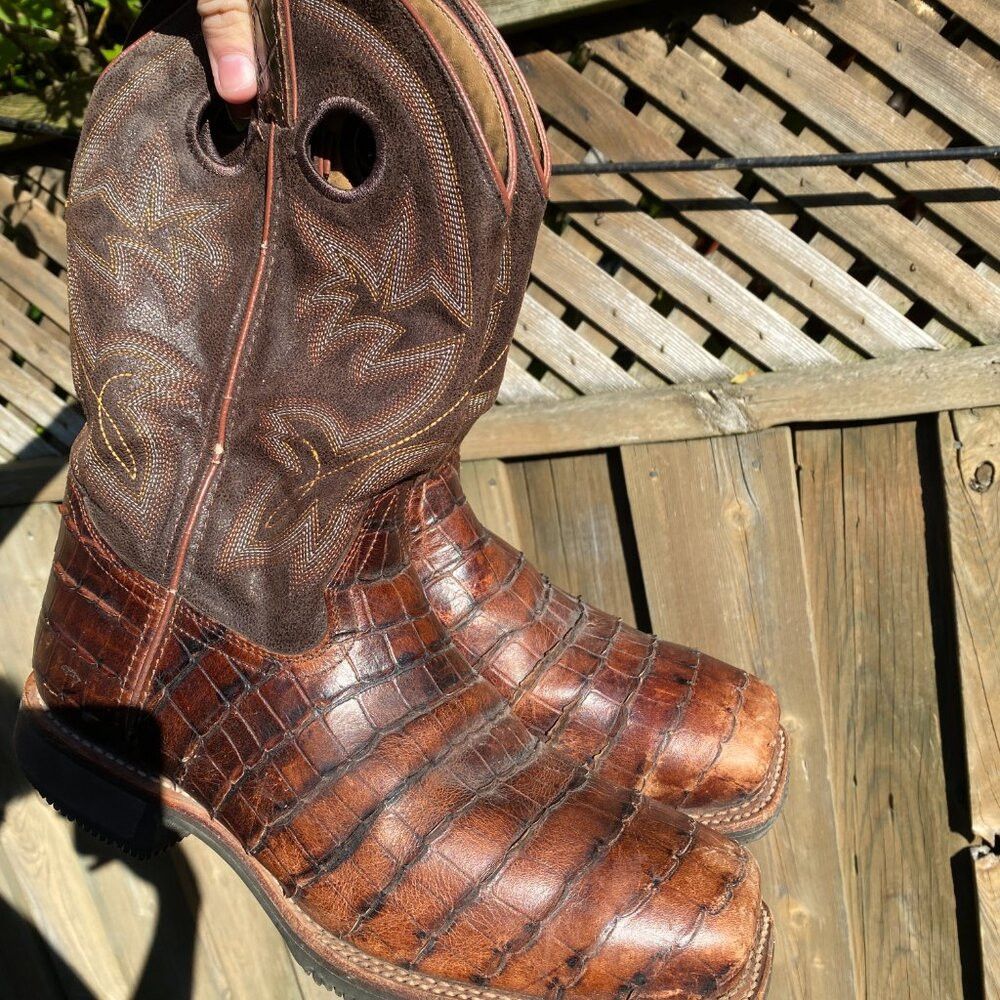 DOUBLE HELIX Double-H Boots Men's Size 8.5 Wide Roper Western Cowboy Le Size US 8.5 / EU 41-42 - 3 Thumbnail