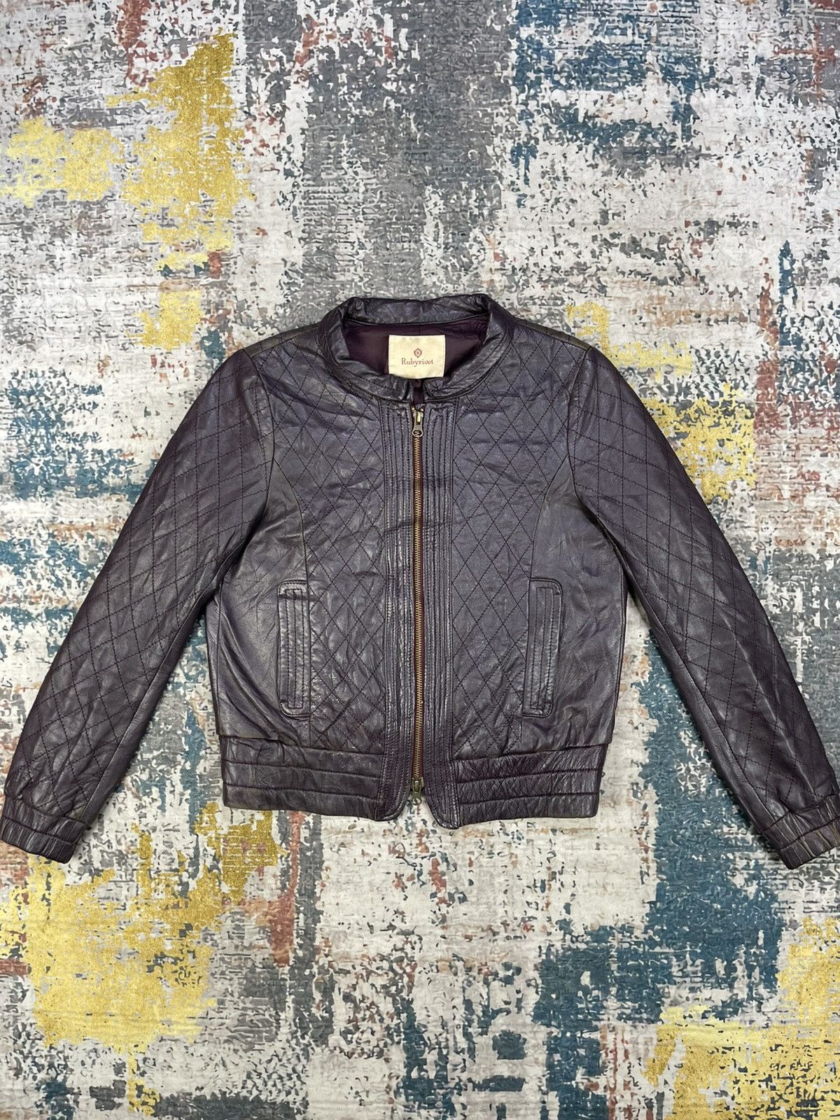 Japanese Brand Rubyrivet Quilted Sheepskin Leather Jacket Size XS / US 0-2 / IT 36-38 - 1 Thumbnail