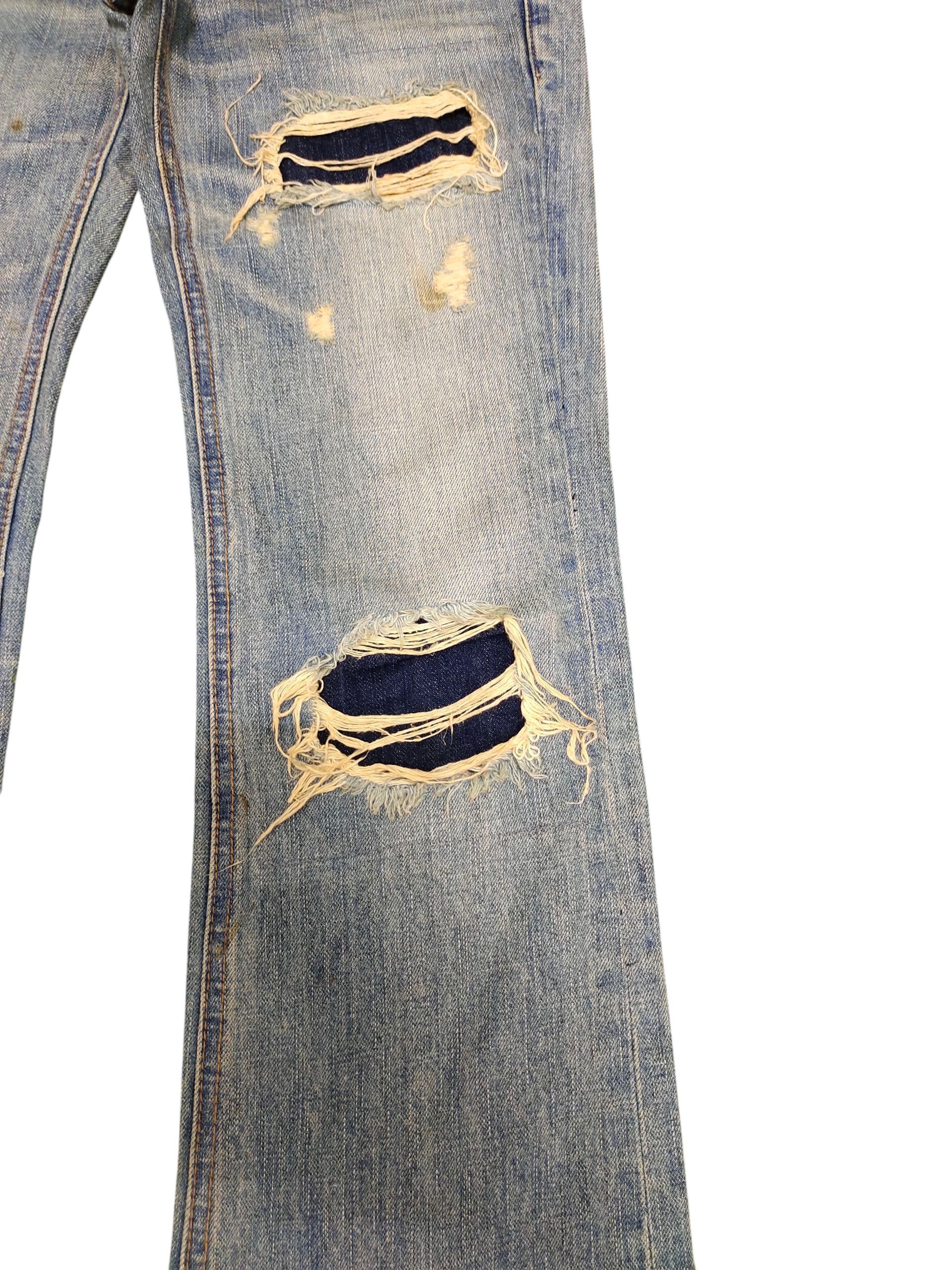 If Six Was Nine Flare Jeans Bonds & Peace Patchwork Distress Denim Bootcut Size US 31 - 6 Thumbnail