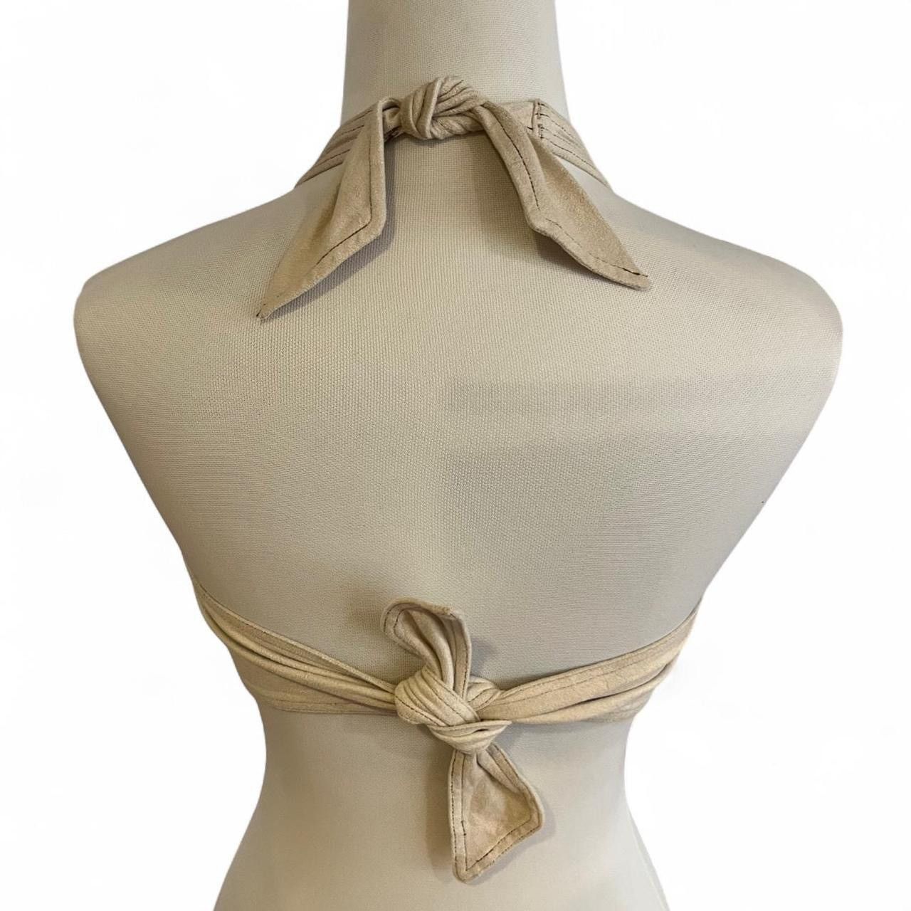 Japanese Brand Vintage y2k suede lace-up halter open back top Size S / US 4 / IT 40 - 4 Thumbnail