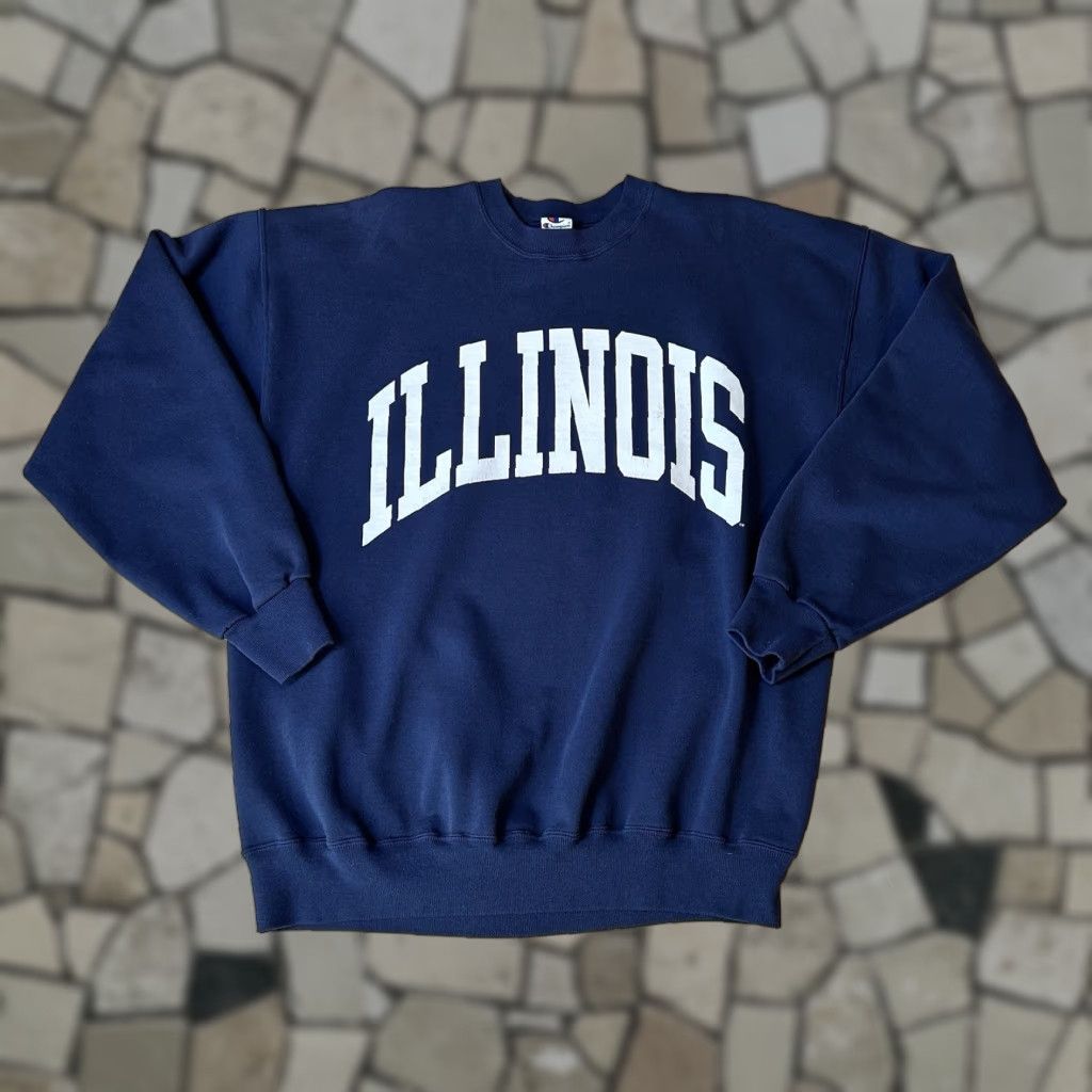 Champion VINTAGE Champion Sweatshirt Crew Neck Long Sleeve XL Men Blue Solid Graphic Print College 90s University Gym & Training Size US XL / EU 56 / 4 - 1 Thumbnail