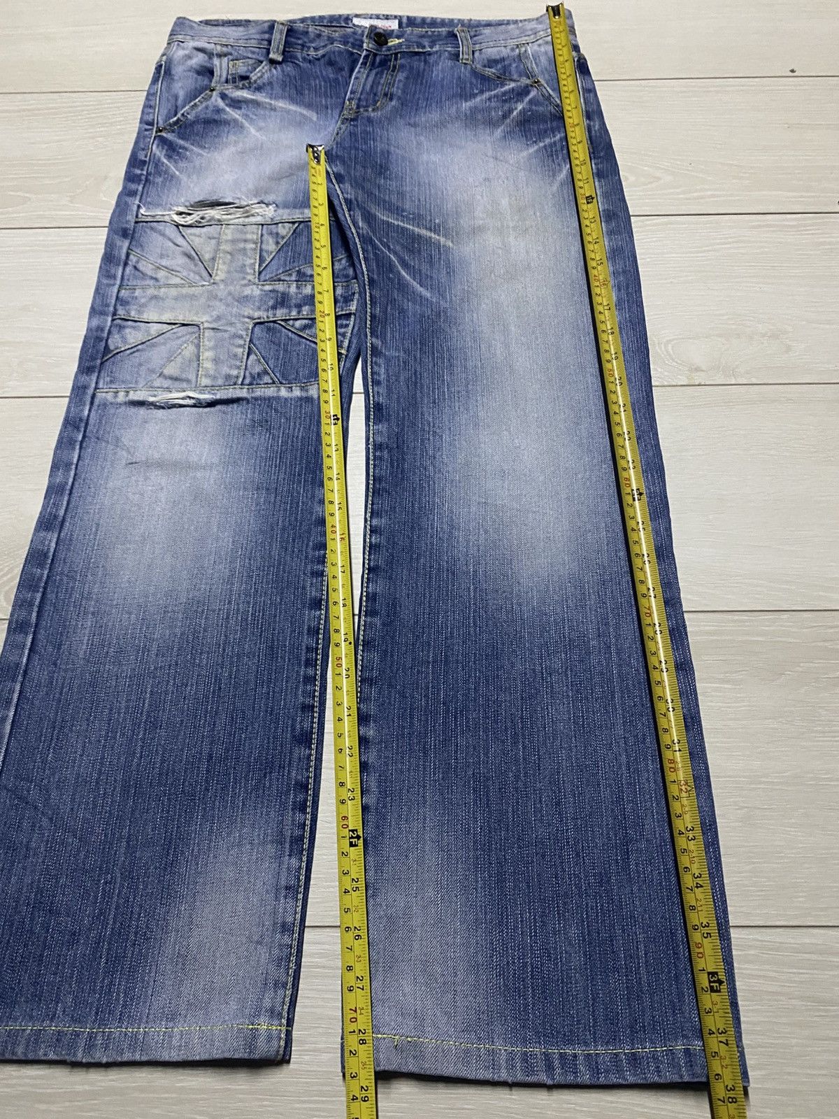 Authentic Pigment Vintage Authentic Urban Craft 12Ons Denim Cross Emroidered Size US 33 - 15 Thumbnail