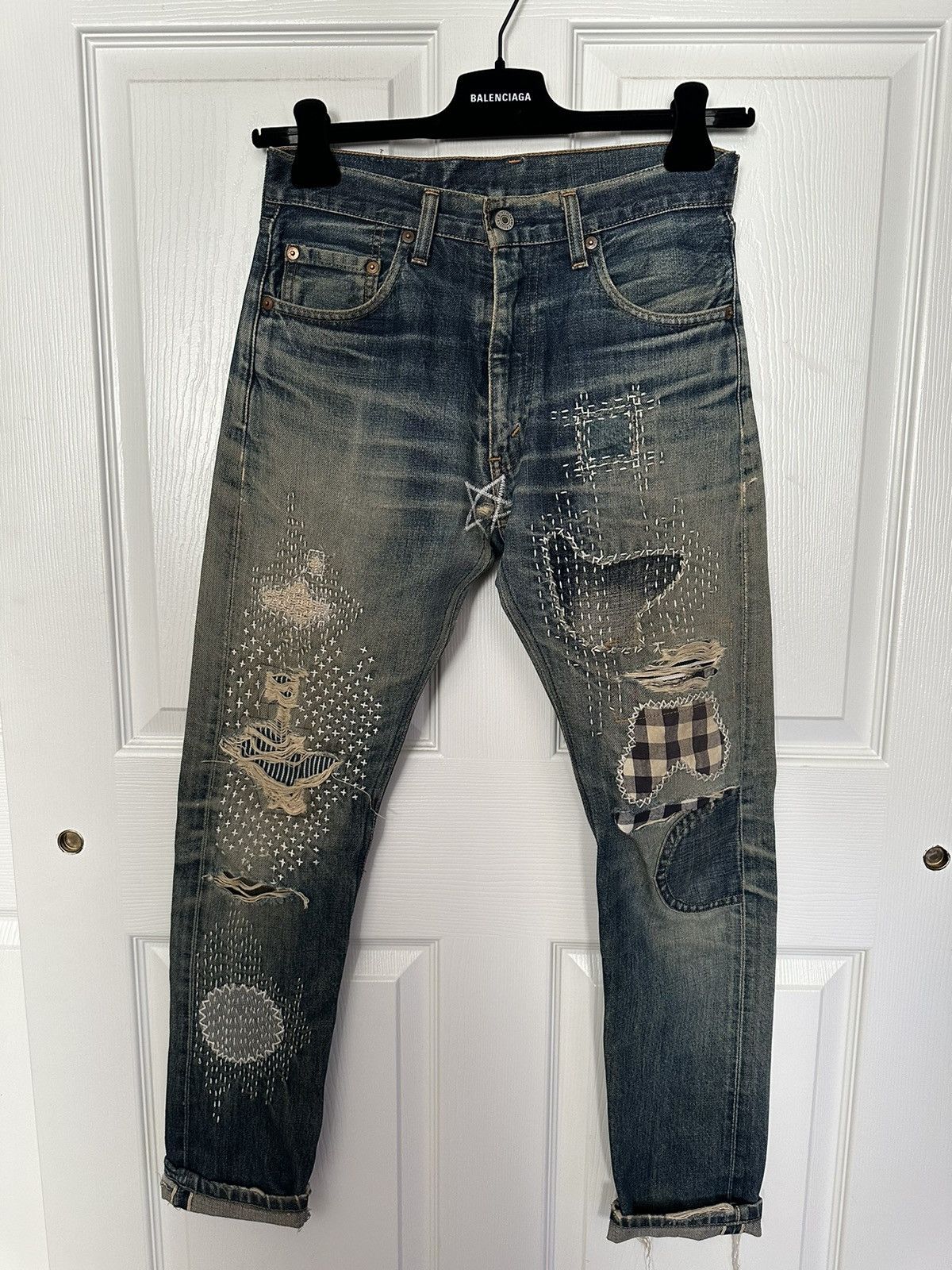 image of Levis 504Z Selvage Sashiko in Blue, Men's (Size 30)