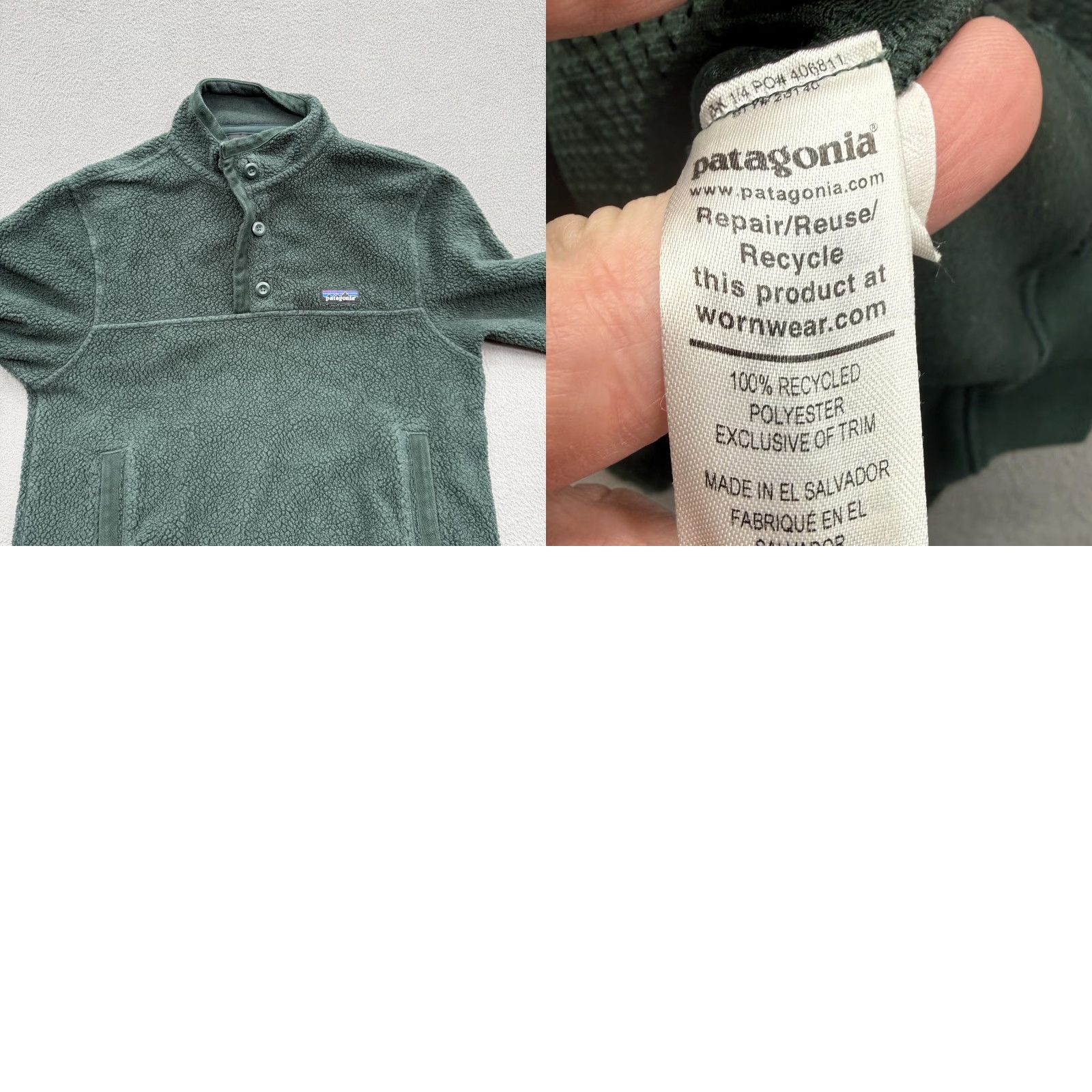 Patagonia Patagonia Sweatshirt Mens Small Green Snap Pullover Pockets Fleece Outdoor Size US S / EU 44-46 / 1 - 8 Thumbnail