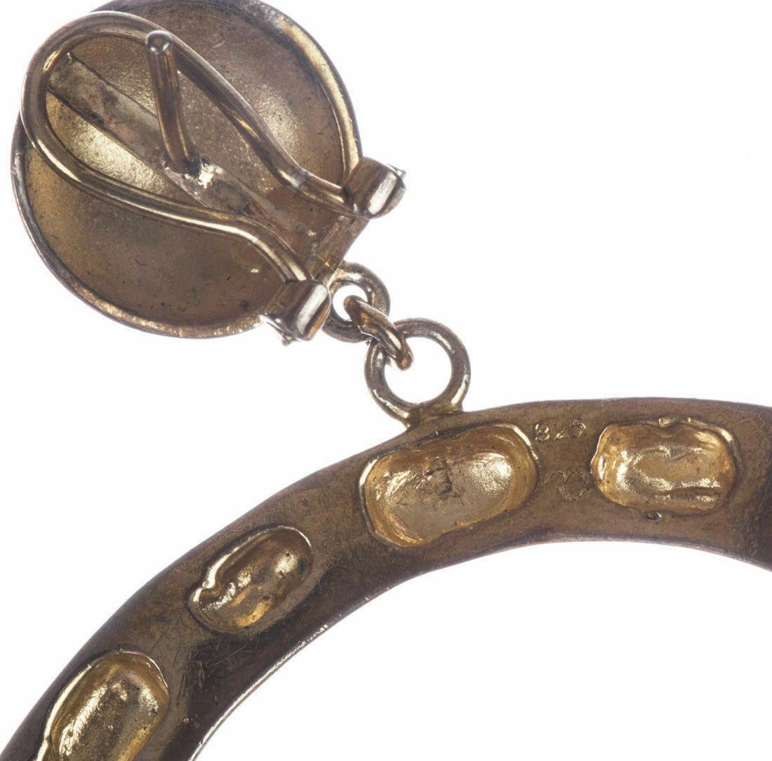 Designer Mexican 18 Kt Gold Vermeil Sterling Hoop Dangle Earrings Size ONE SIZE - 5 Thumbnail