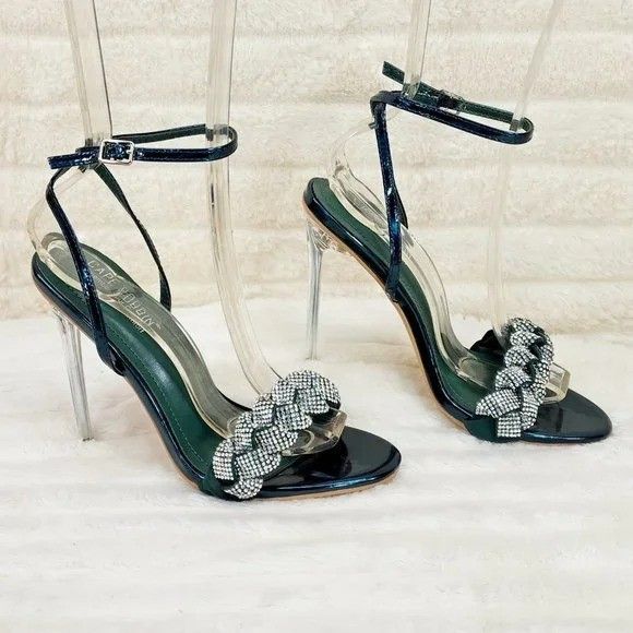 Other Eva Teal Metallic Braided Rhinestone Stiletto Heel Wrap Stra Size US 10 / IT 40 - 2 Thumbnail