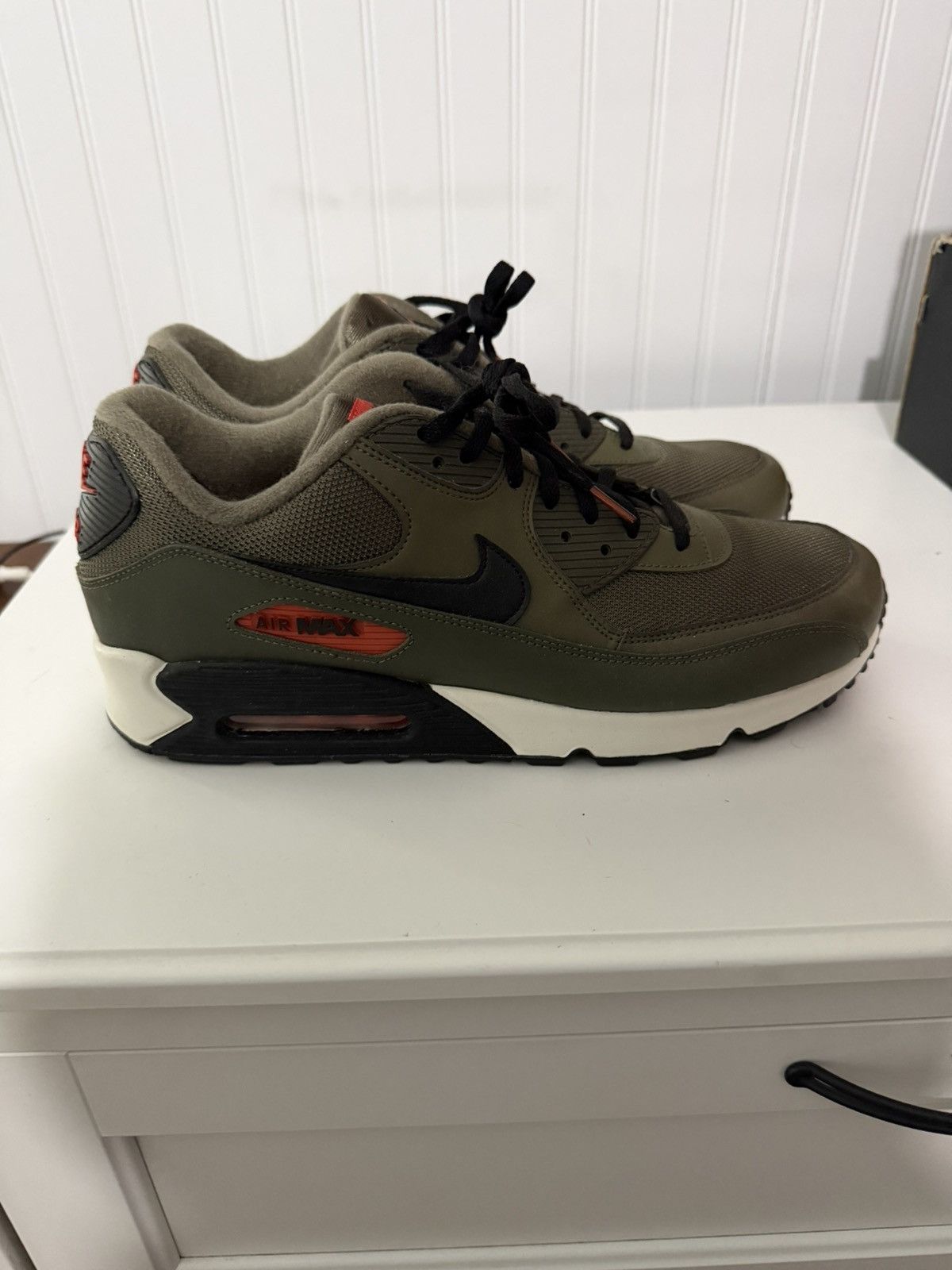 Nike Nike Air Max 90 Medium Olive Black Team Orange Size US 13 / EU 46 - 3 Thumbnail