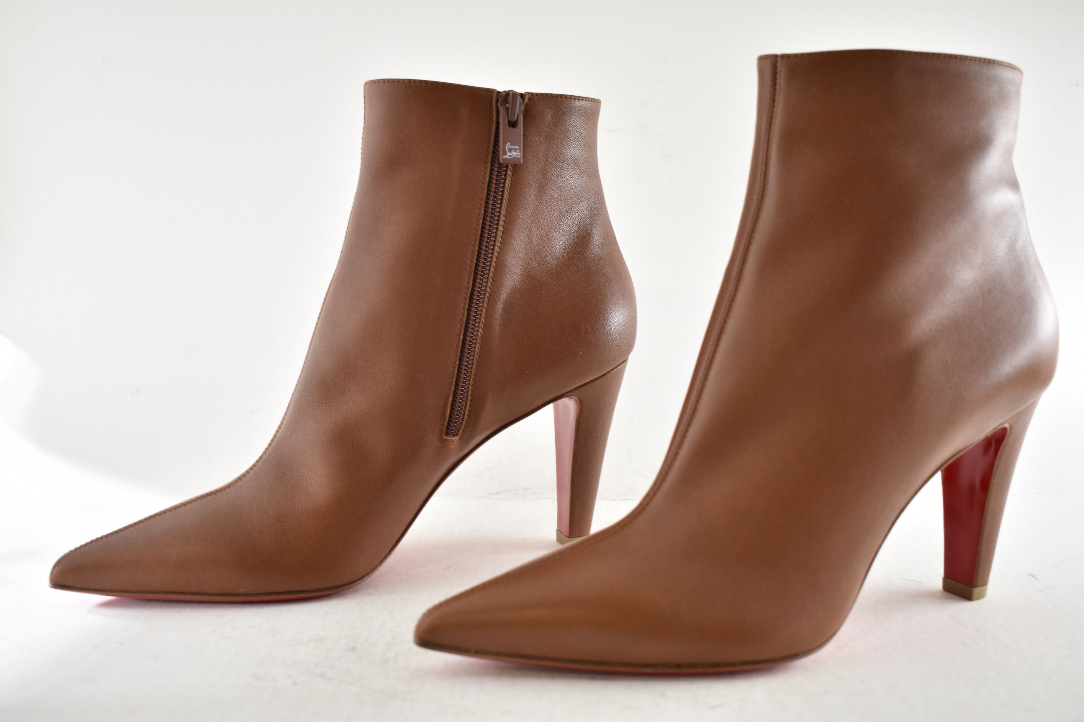 Christian Louboutin Vibella Booty 85 Brown Calf Leather Pointed Heel Bootie 37 Size US 7 / IT 37 - 15 Thumbnail