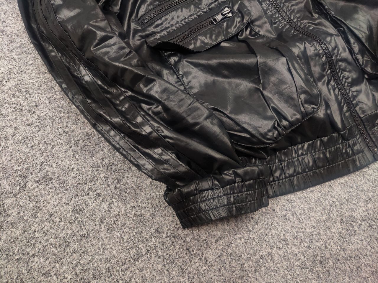 Adidas Vintage 00s all black Multi Pocket Bomber Jacket Y2K
