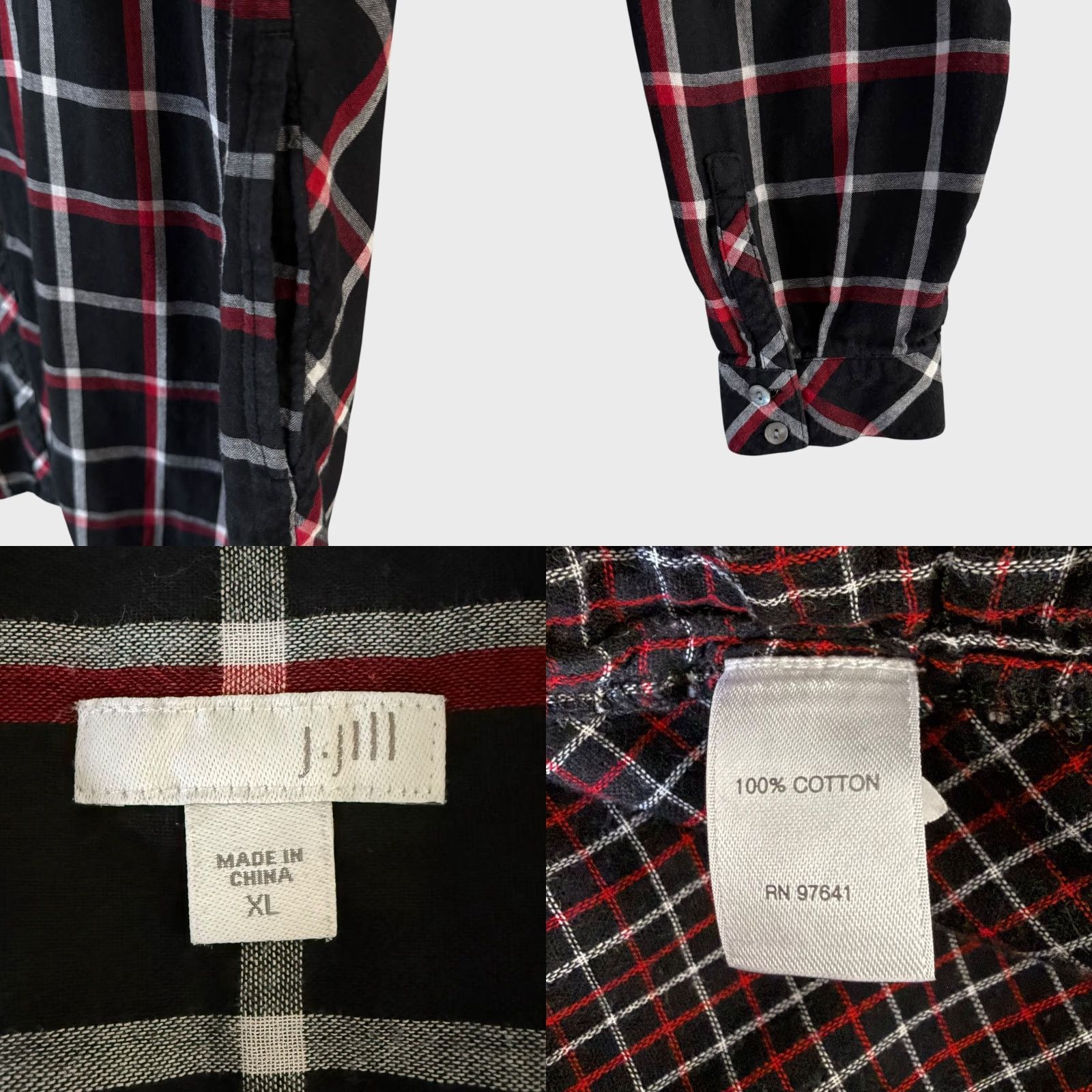 J. Jill J.Jill Button-Up Tunic Shirt Black Plaid XL Women Cotton Size XL / US 12-14 / IT 48-50 - 8 Thumbnail