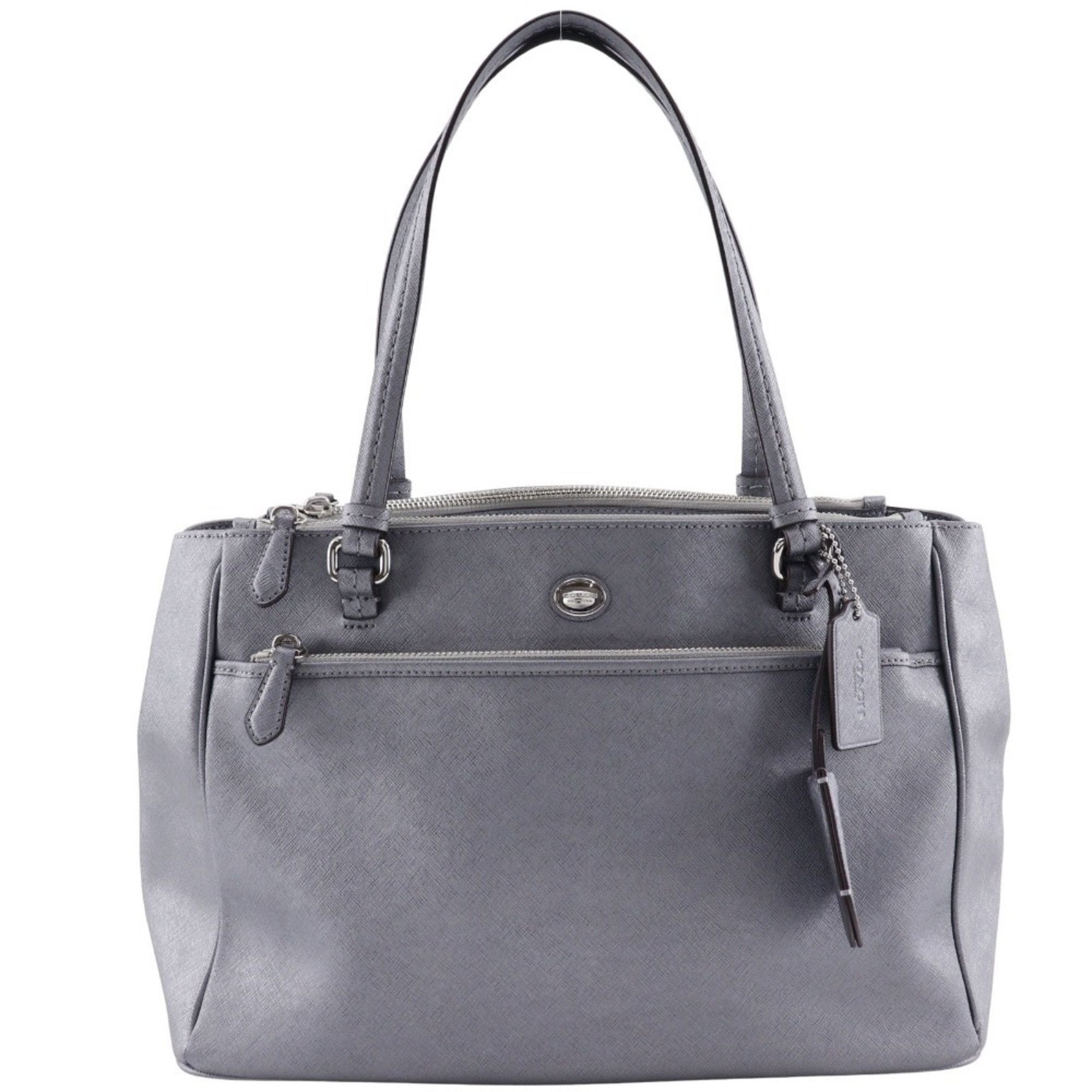 Coach Tote Bag F31744 Leather Made in Vietnam Silver Women's