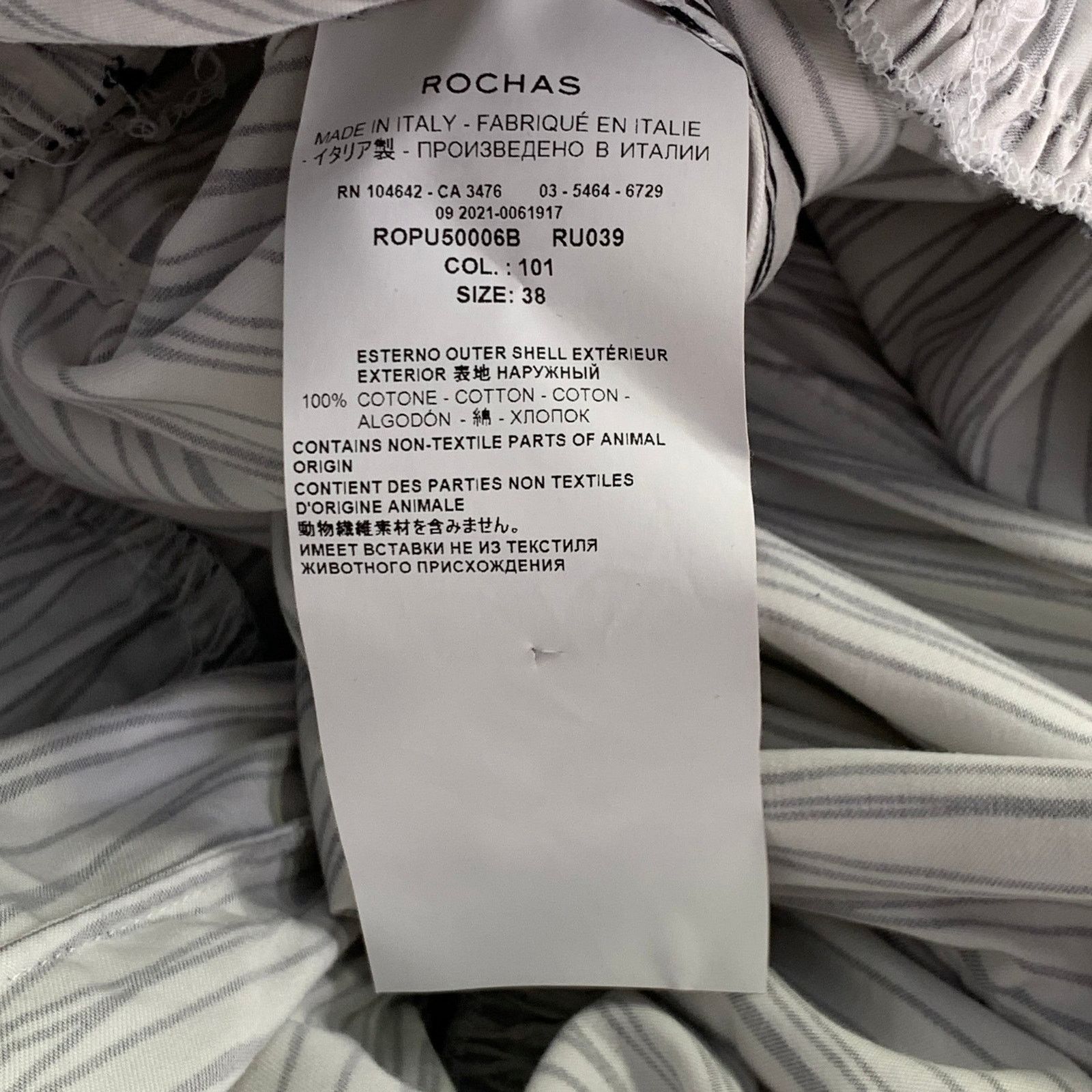 Rochas ROCHAS 2 Black White Cotton Stripe Button Trim A-Line Dress Size XS / US 0-2 / IT 36-38 - 6 Thumbnail