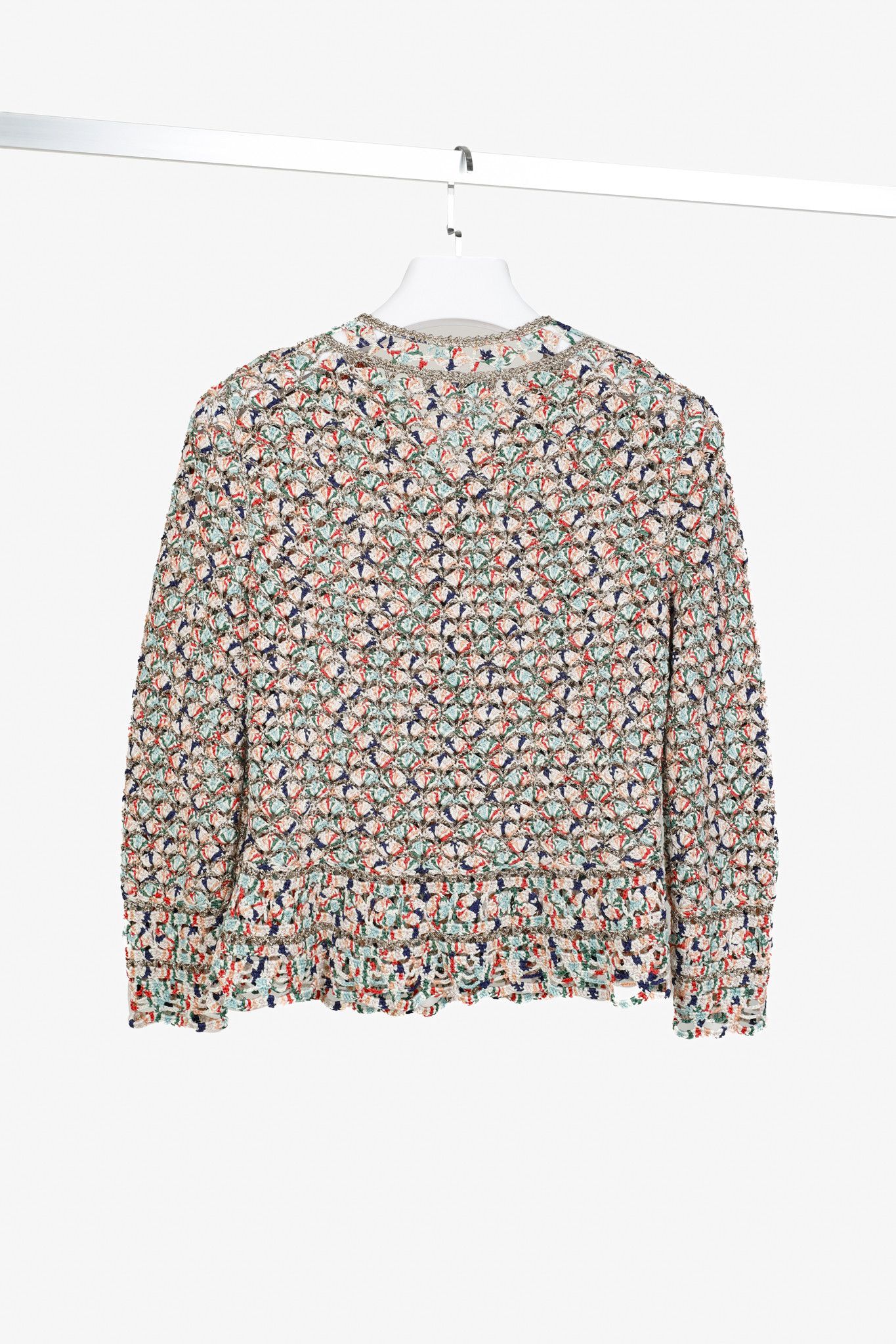 Oscar De La Renta Oscar de la Renta Multi Colour Metallic Yarn Silk Cardigan Size M / US 6-8 / IT 42-44 - 2 Thumbnail